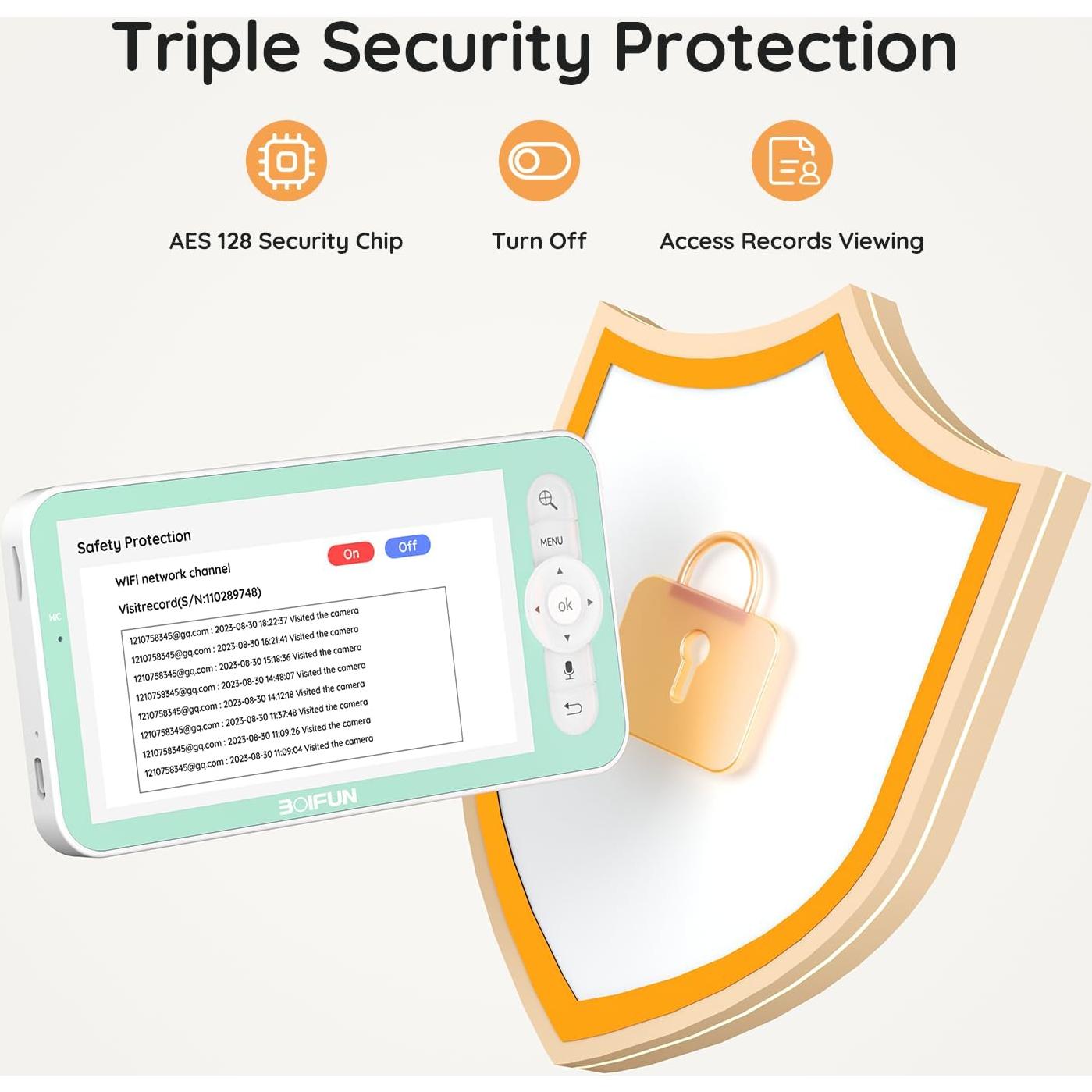 Monitor de Bebé BOIFUN 2K WiFi 5" con Audio y Luz Nocturna