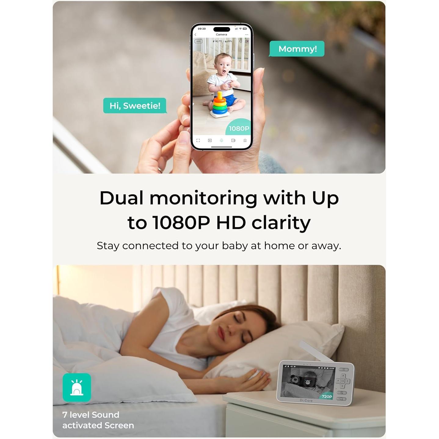 Monitor de Bebé Inteligente Dr.Care VistaView Lite 1080P WiFi