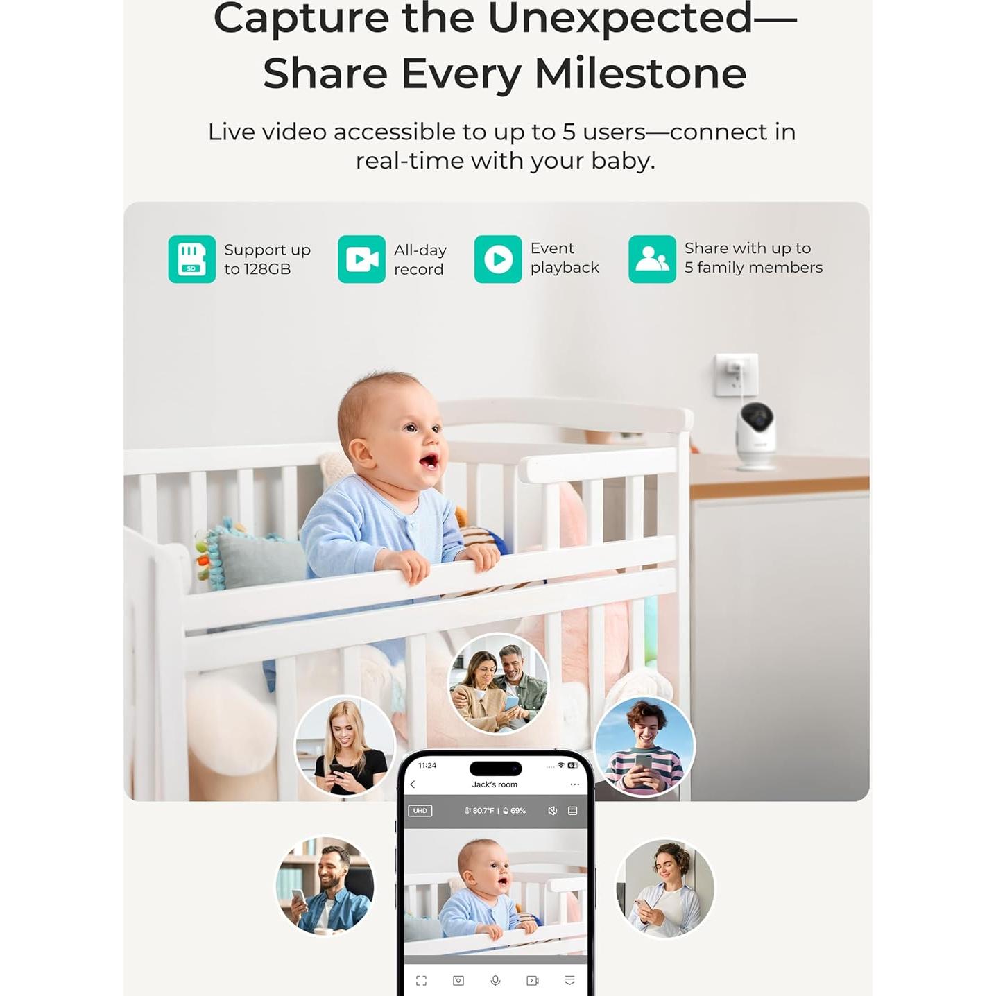 Monitor de Bebé Inteligente Dr.Care VistaView Lite 1080P WiFi