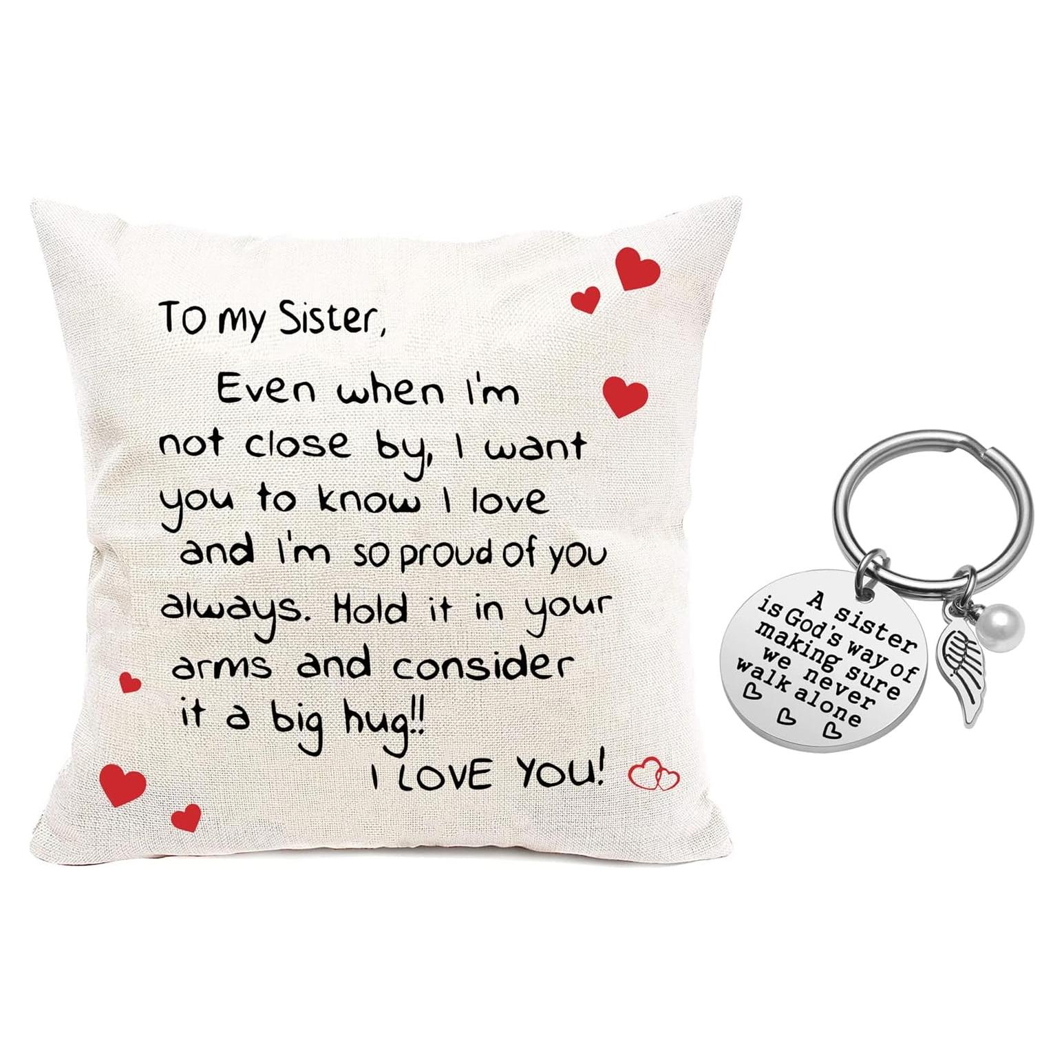 Funda de Almohada Decorativa Anrkets 45x45 cm + Llavero Hermana