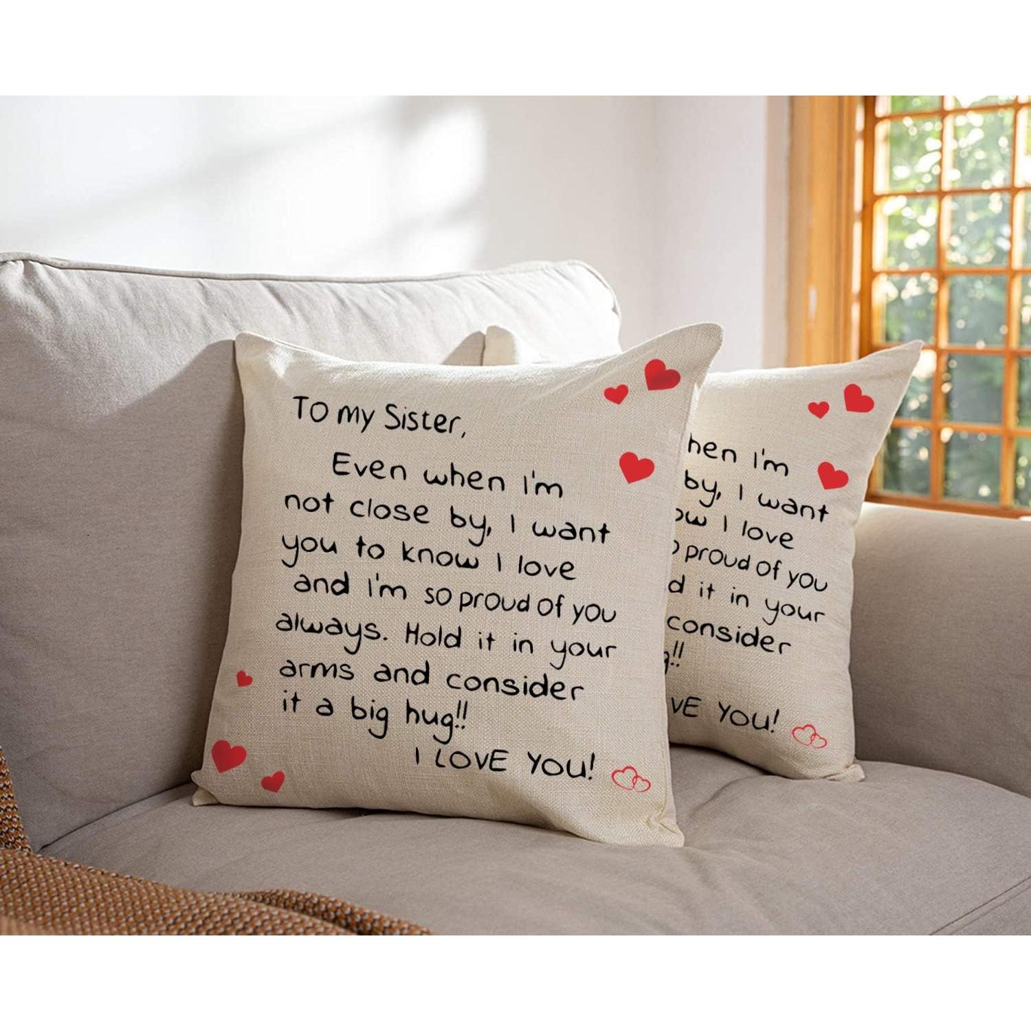 Funda de Almohada Decorativa Anrkets 45x45 cm + Llavero Hermana