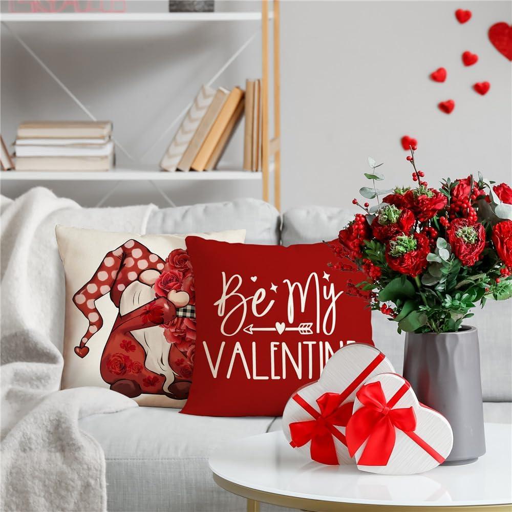 Juego de 4 Fundas de Almohada KISVODS 45x45 cm Rojo San Valentín