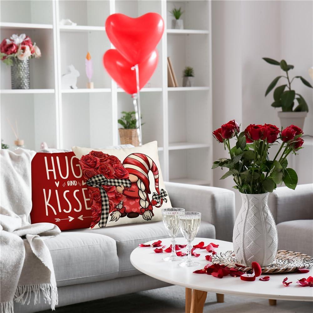 Juego de 4 Fundas de Almohada KISVODS 45x45 cm Rojo San Valentín