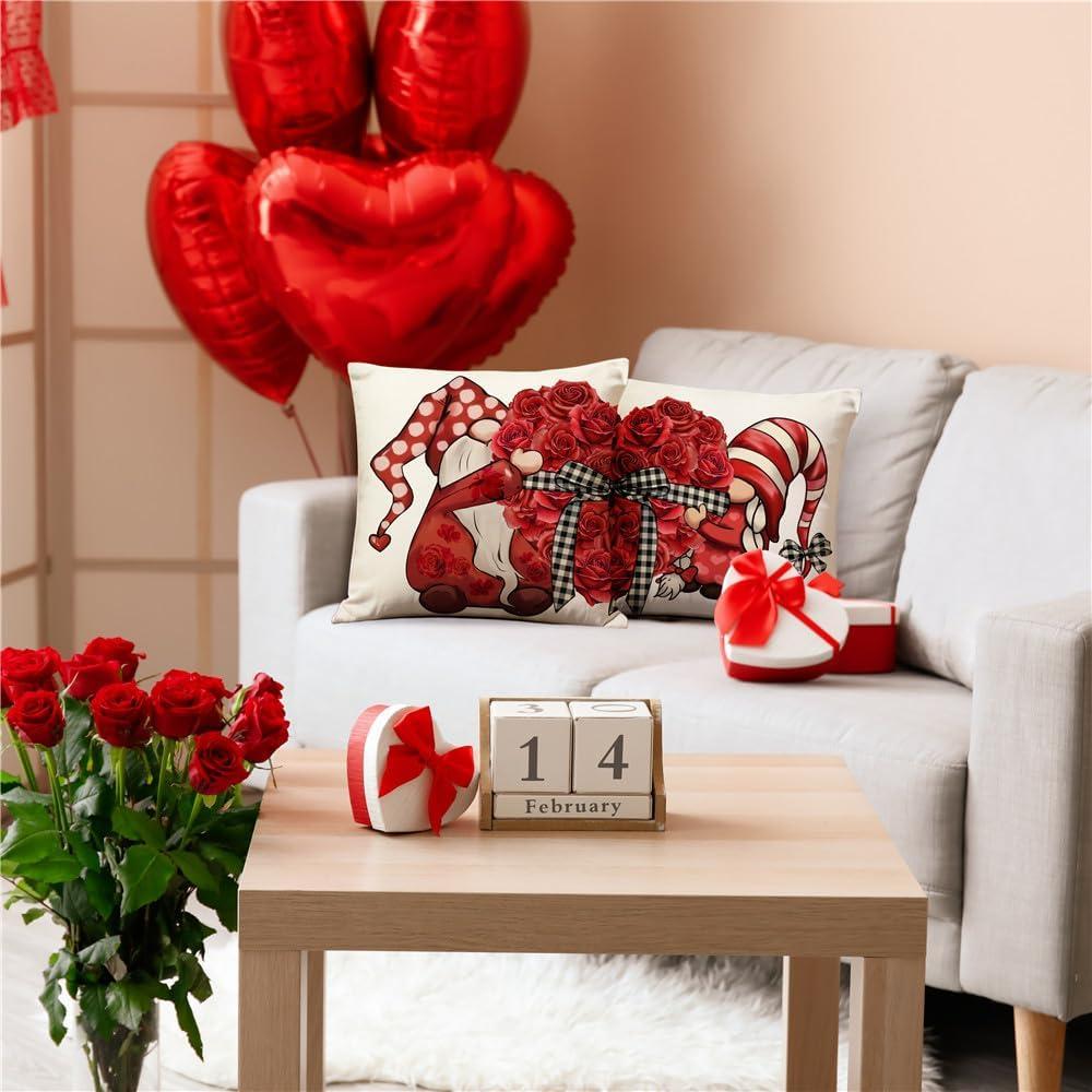 Juego de 4 Fundas de Almohada KISVODS 45x45 cm Rojo San Valentín