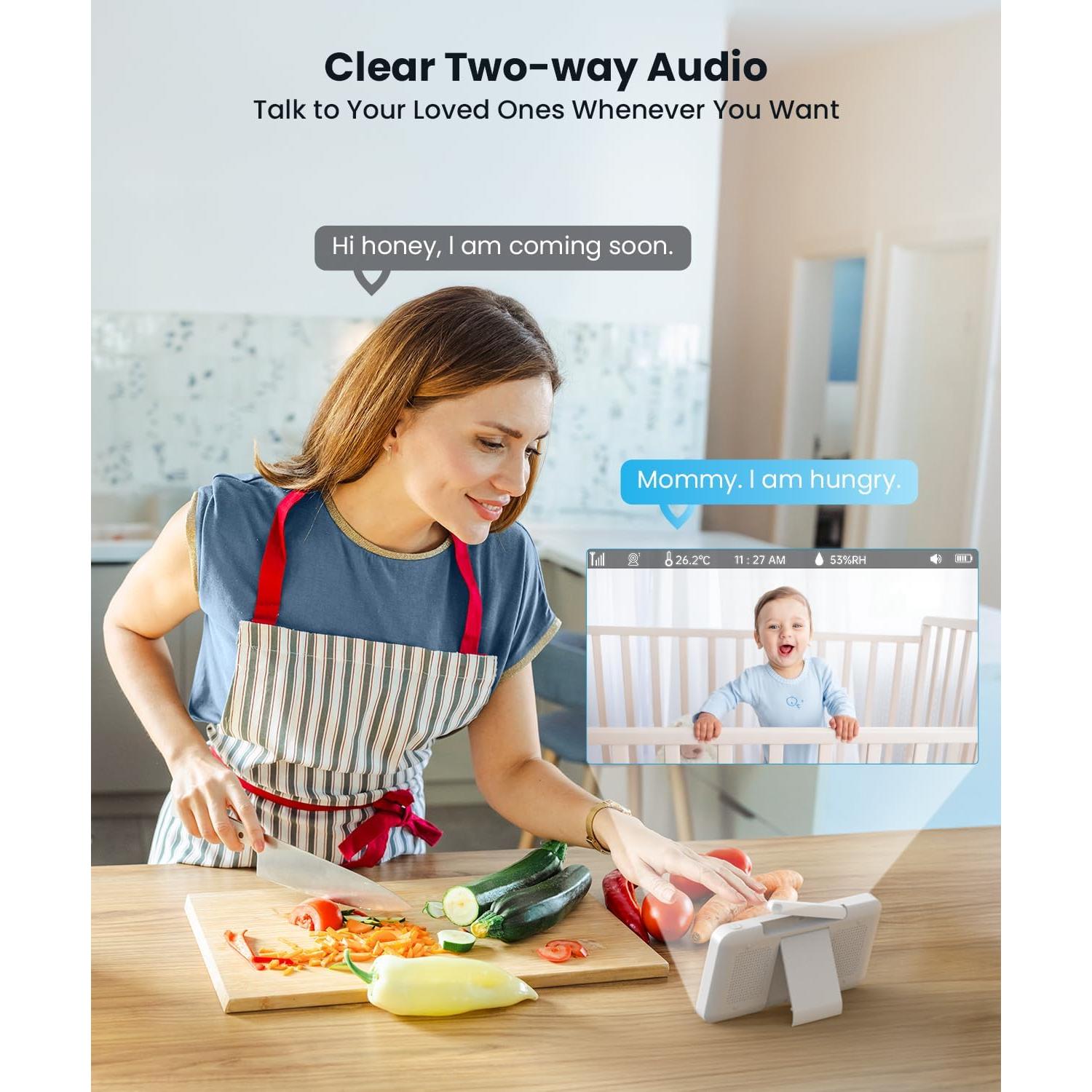 Monitor de Bebé ieGeek 2 Cámaras 2K HD Pantalla 5"