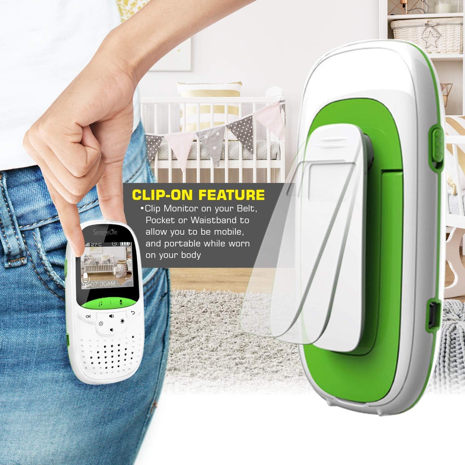 Monitor de Bebé Inalámbrico SereneLife SLBCAM10.5 Verde - 259m, Pantalla 5.08cm