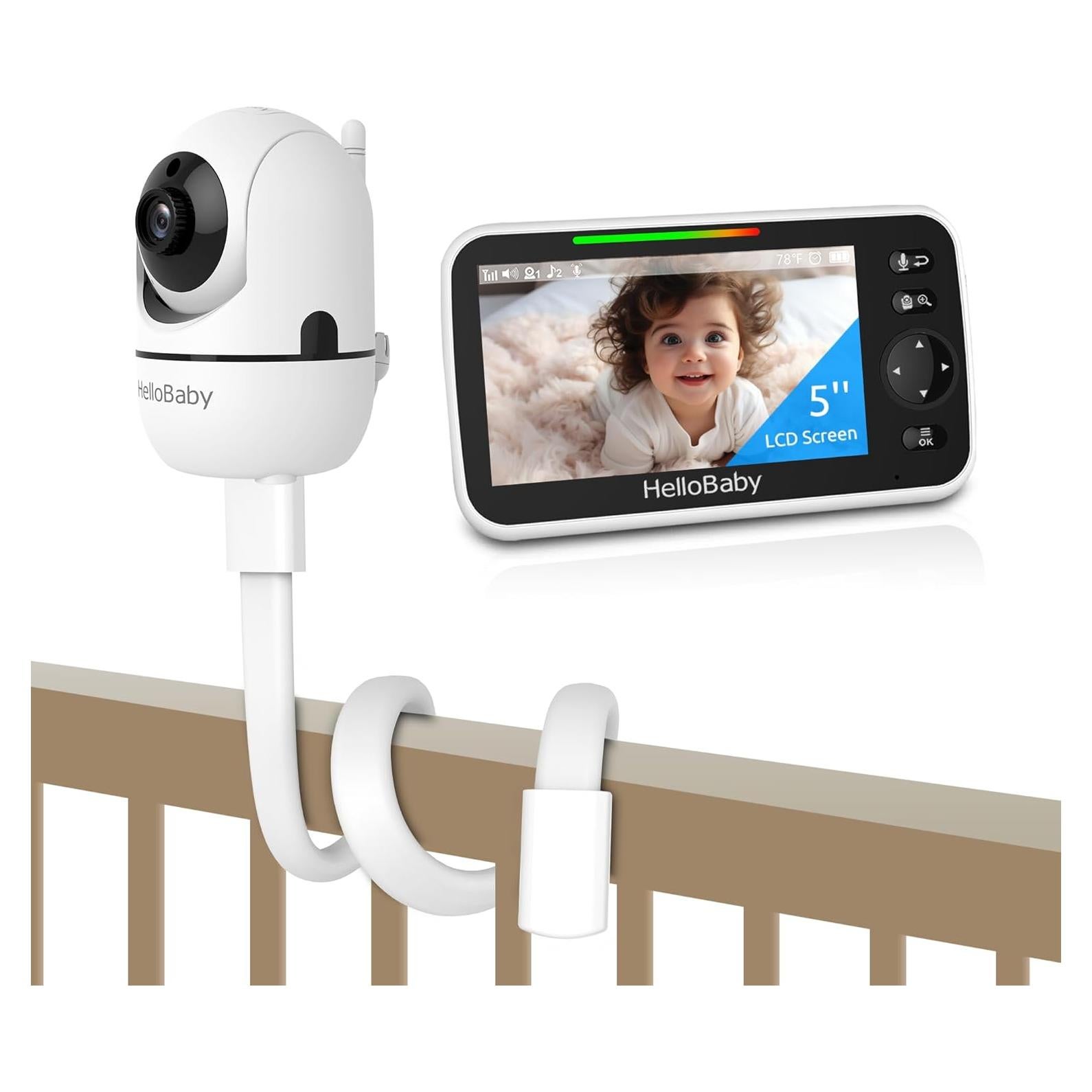 Monitor de Bebé HelloBaby HB6550 con Pantalla de 5" y Batería de 30h