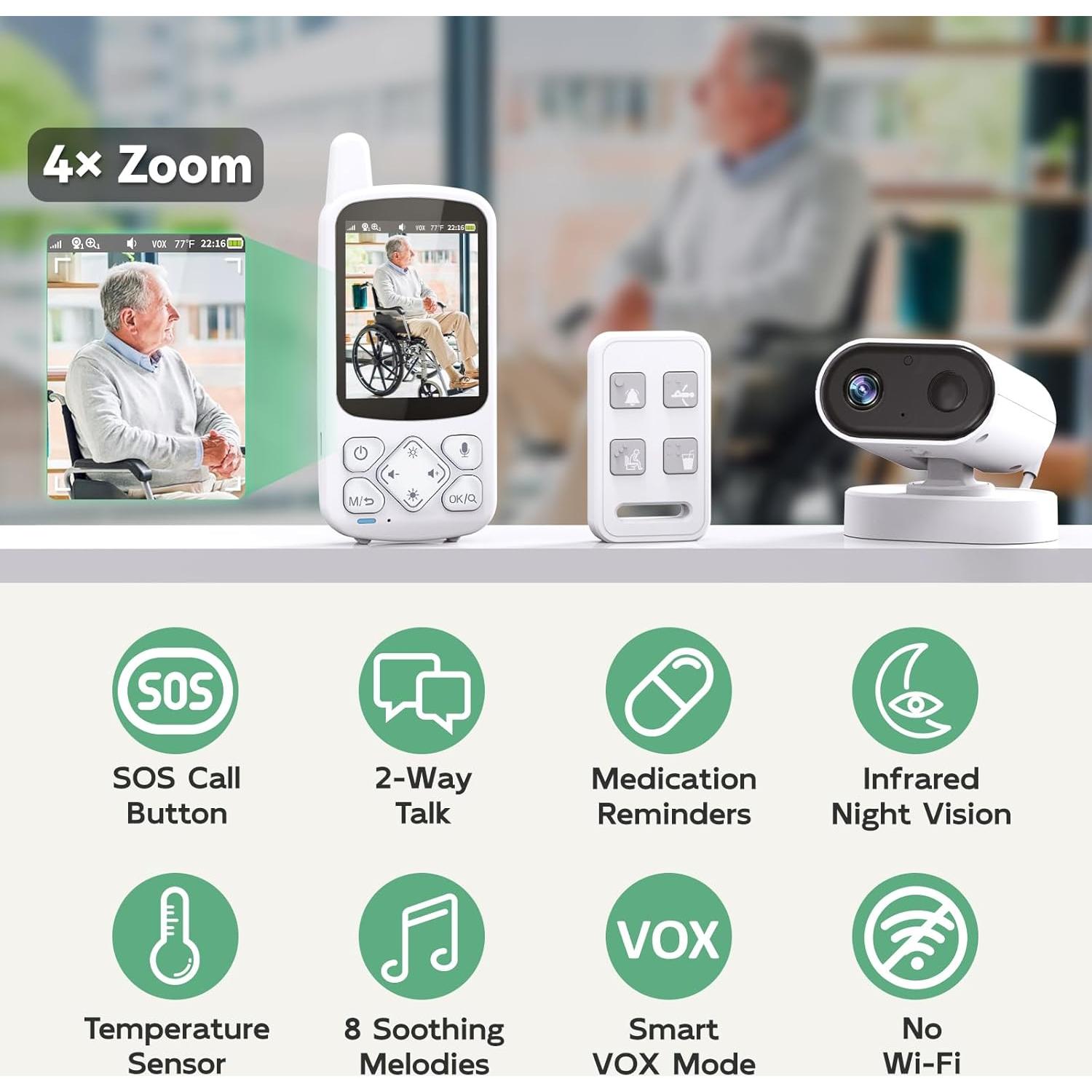 Monitor para Ancianos Zaguoroo ABM800 con Cámara y Audio