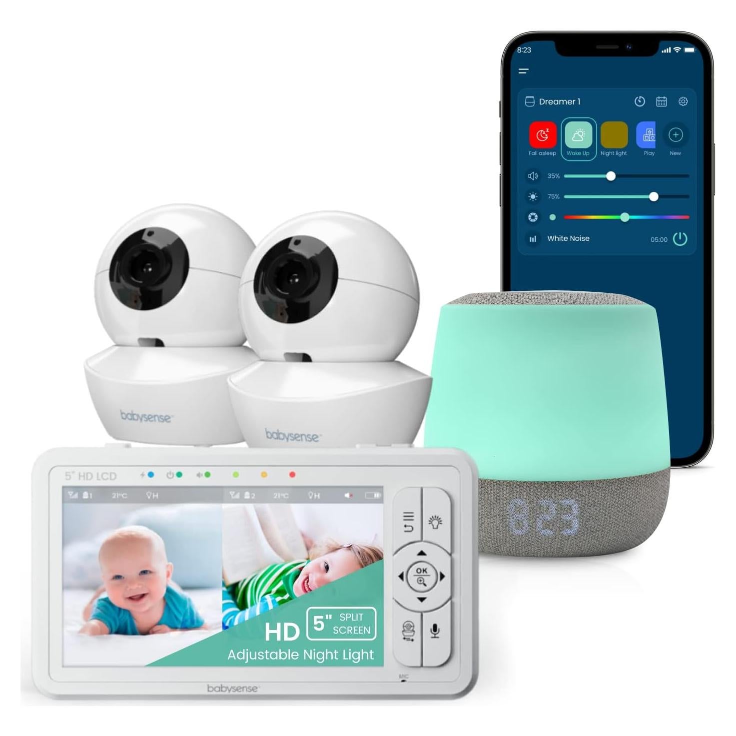 Monitor de Video para Bebés Babysense HDS2 con 2 Cámaras HD y Sonido