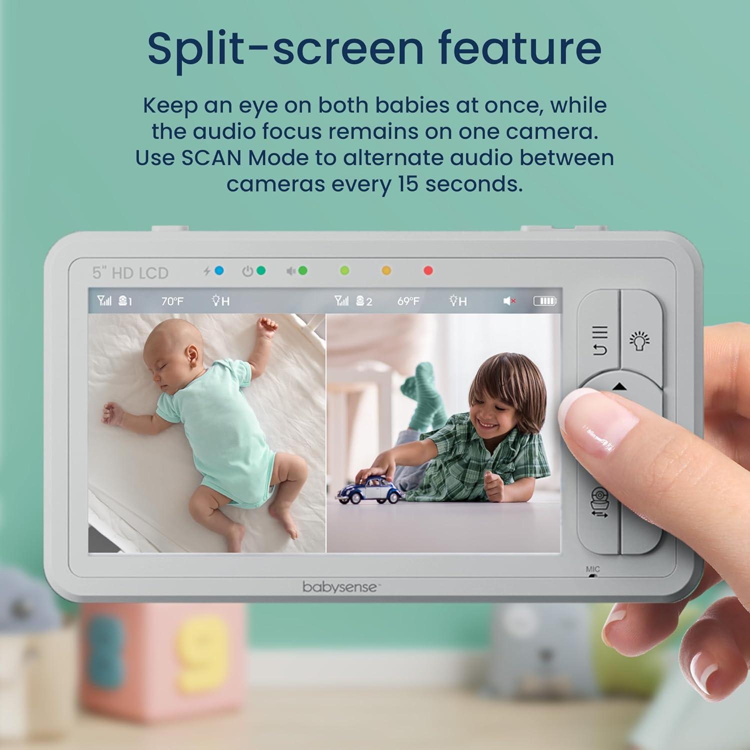 Monitor de Video para Bebés Babysense HDS2 con 2 Cámaras HD y Sonido