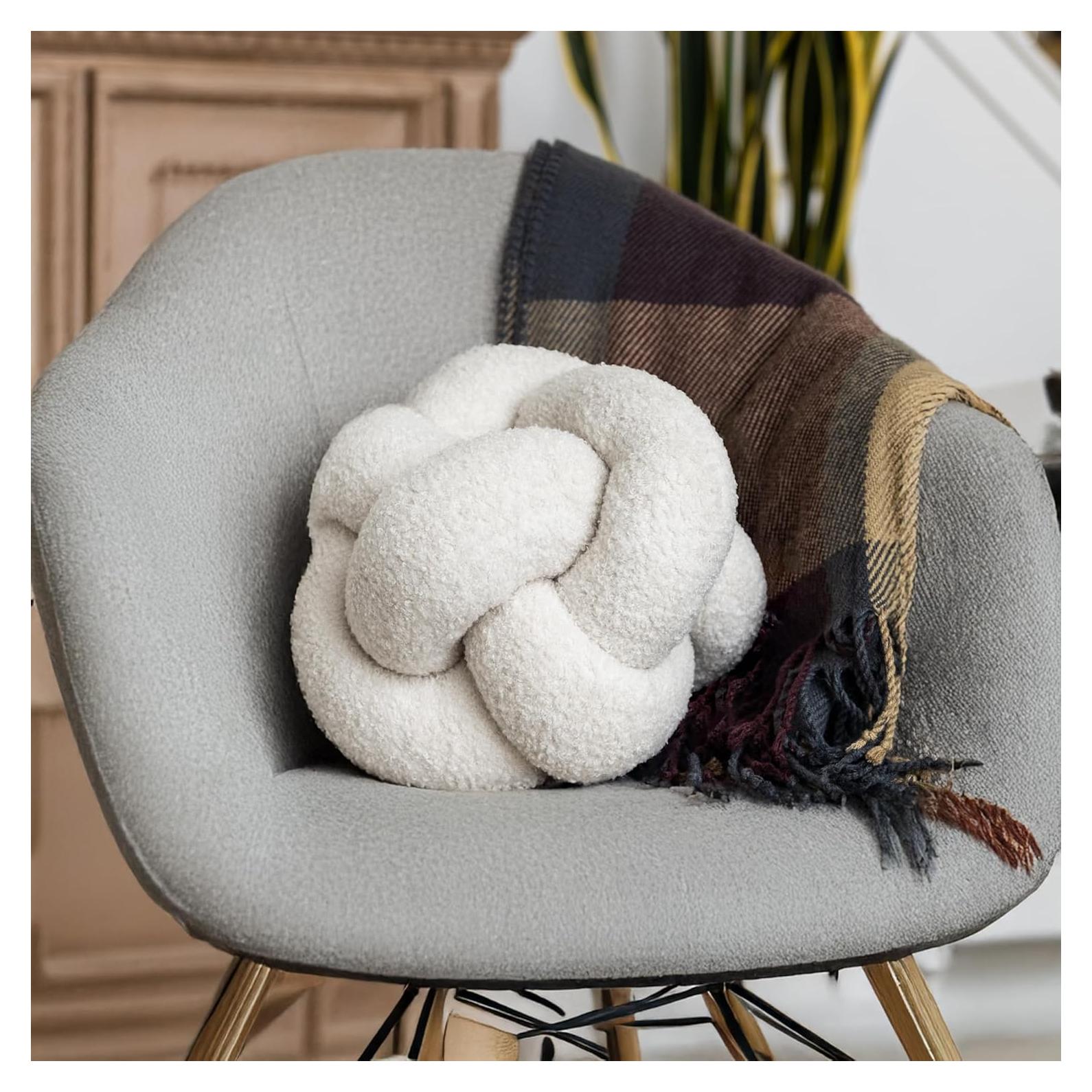 Almohada Nudo Redonda SAMIAH LUXE 30 cm Boucle de Teddy Crema