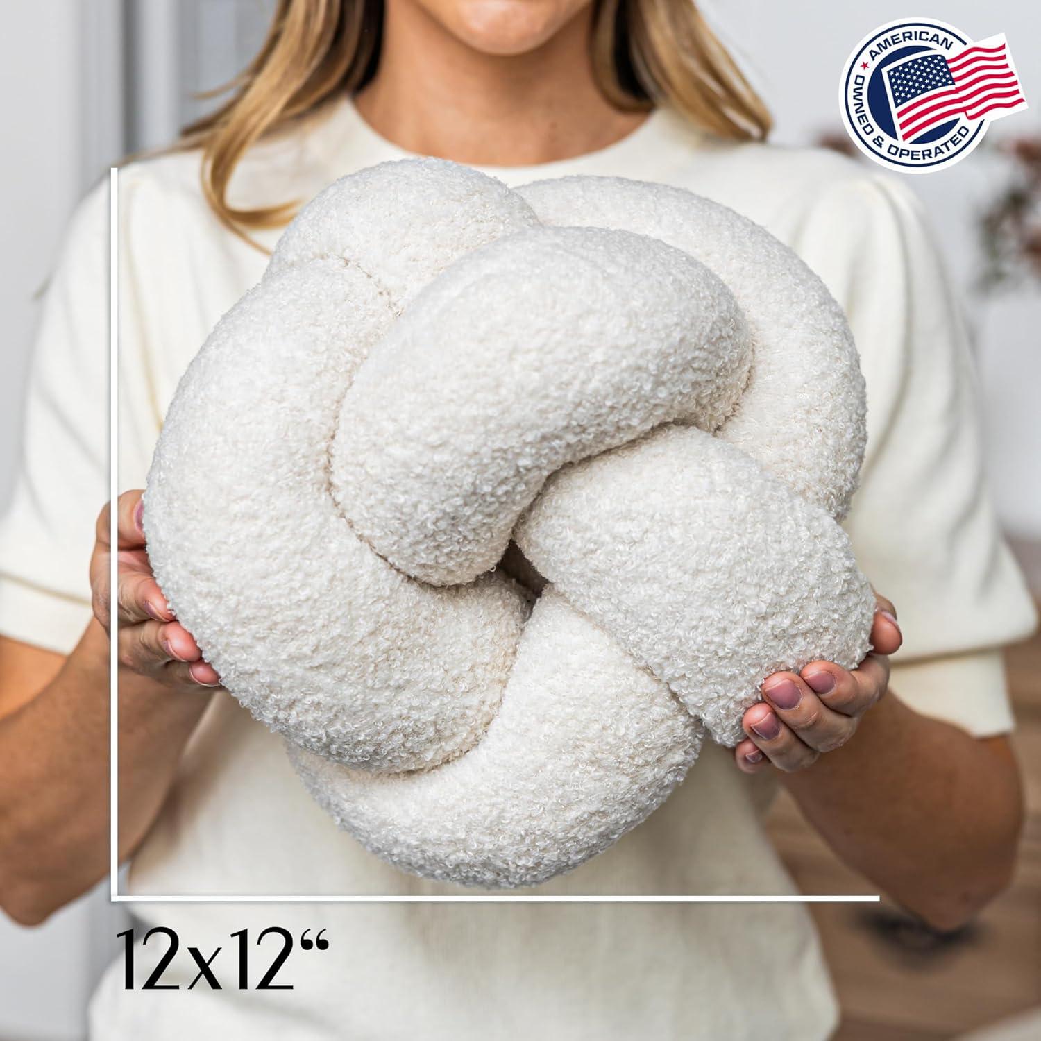 Almohada Nudo Redonda SAMIAH LUXE 30 cm Boucle de Teddy Crema