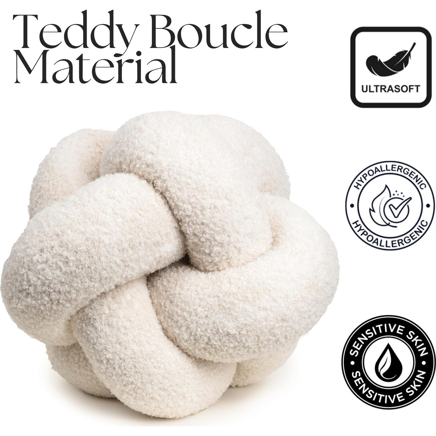 Almohada Nudo Redonda SAMIAH LUXE 30 cm Boucle de Teddy Crema
