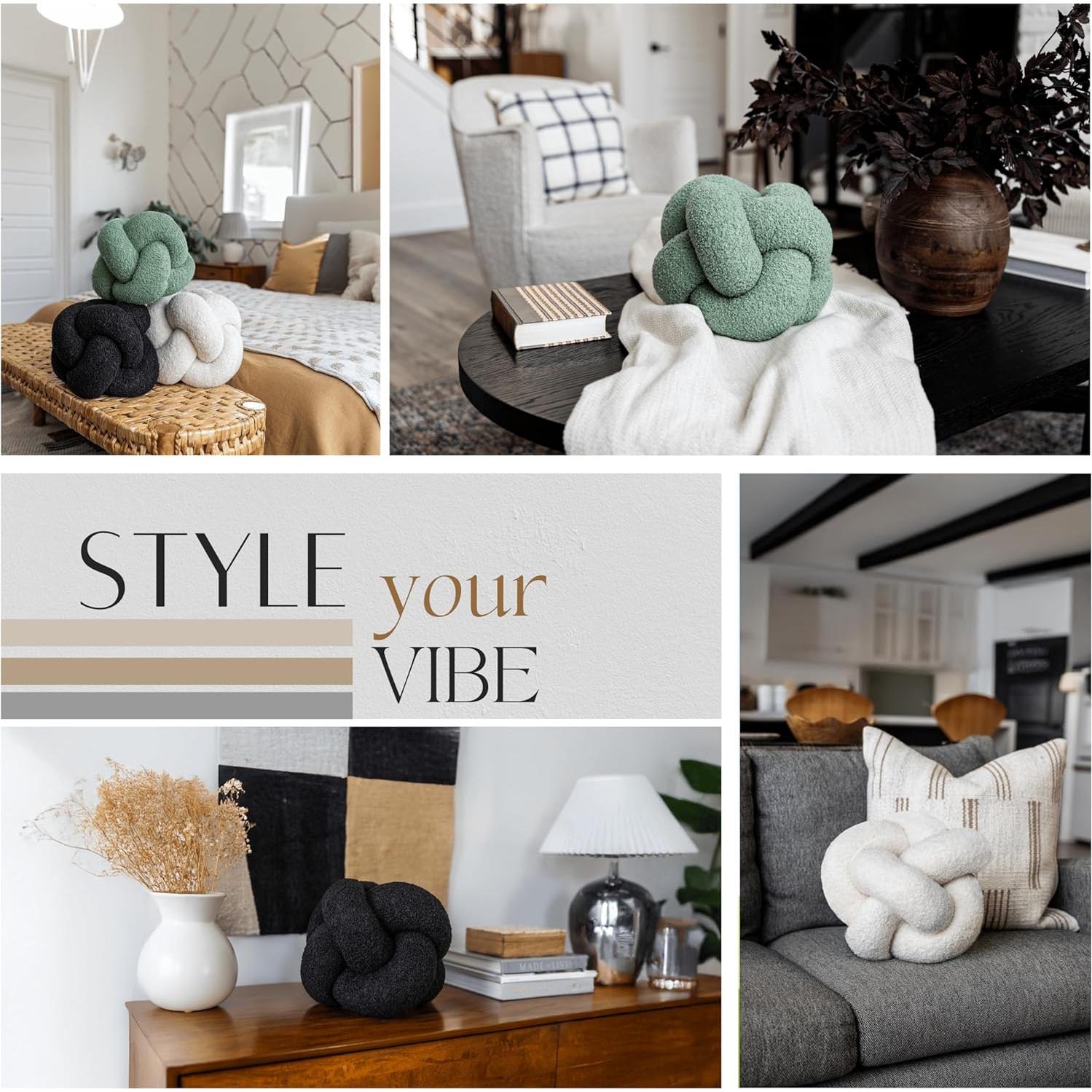 Almohada Nudo Redonda SAMIAH LUXE 30 cm Boucle de Teddy Crema