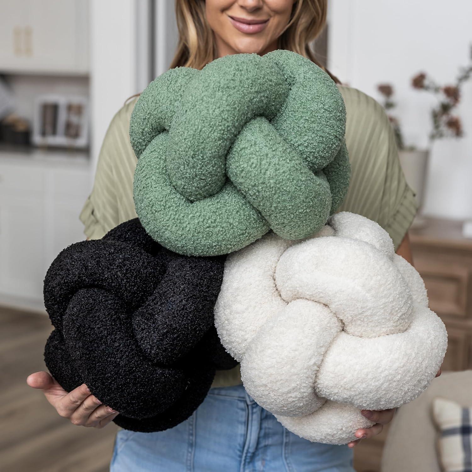 Almohada Nudo Redonda SAMIAH LUXE 30 cm Boucle de Teddy Crema