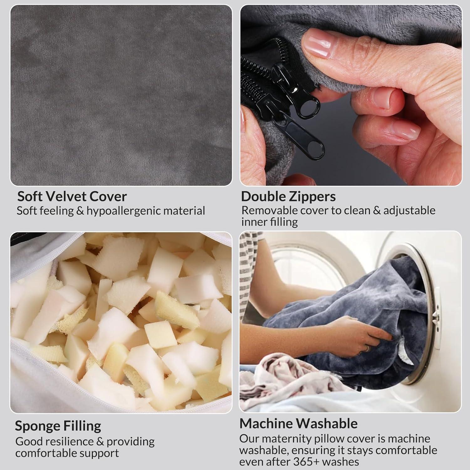 Cojín de Embarazo Morelexa 115 cm con Funda Desmontable Gris