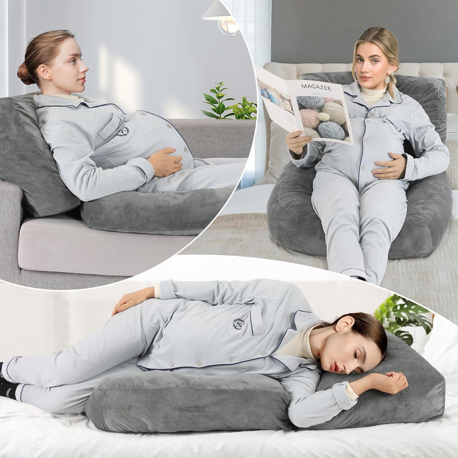 Cojín de Embarazo Morelexa 115 cm con Funda Desmontable Gris