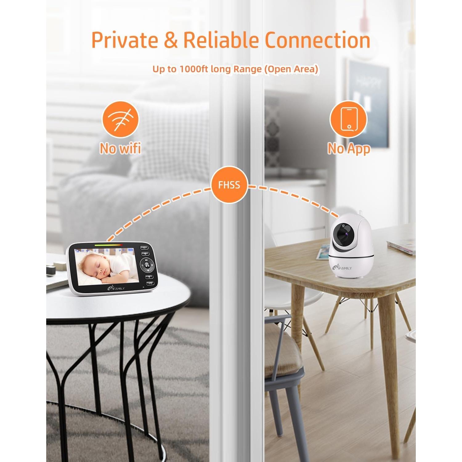 Monitor de Bebé iFamily SM43EV2 con 2 Cámaras y Pantalla 4.3"