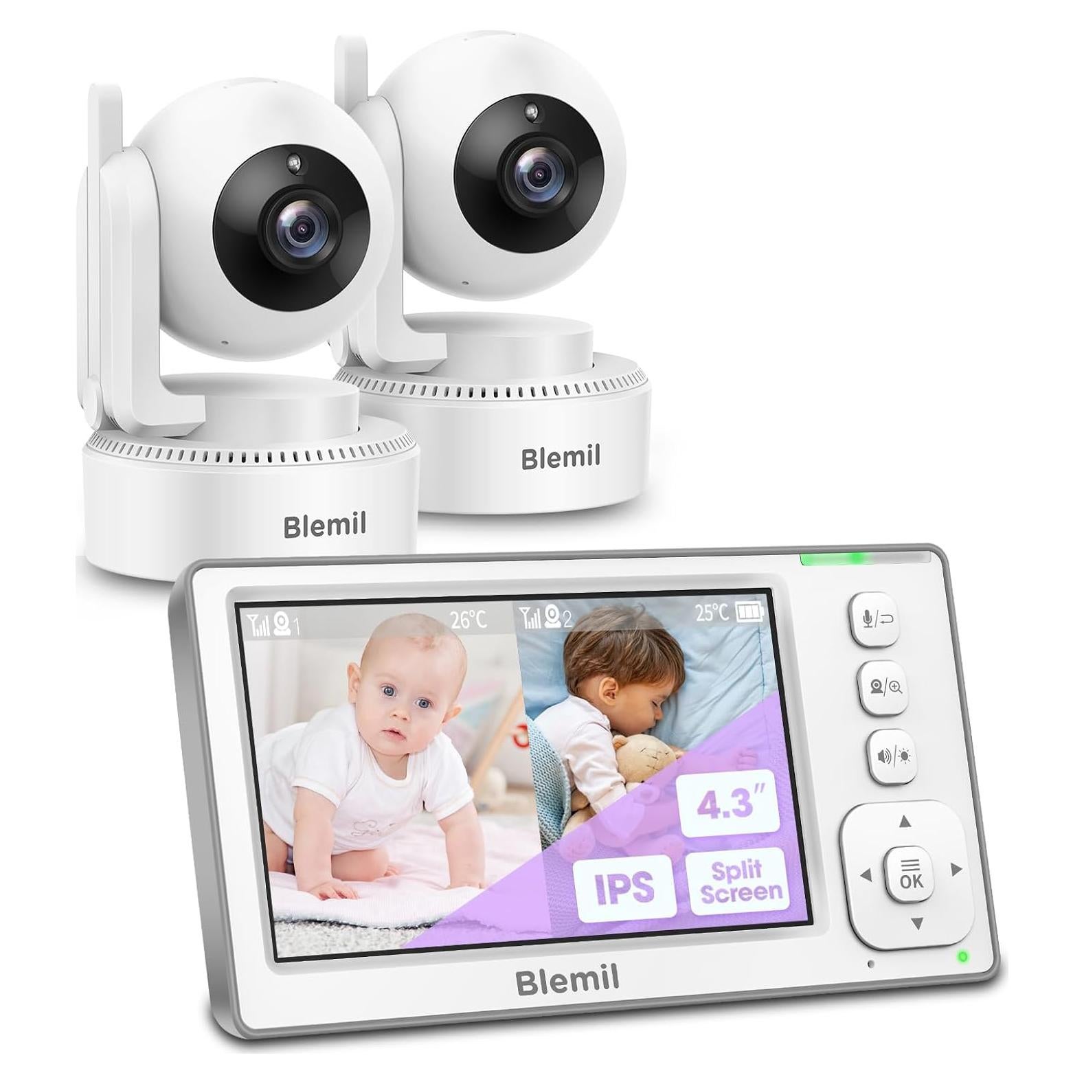 Monitor de Bebé Blemil BL9046-2 con 2 Cámaras y Pantalla 4.3"