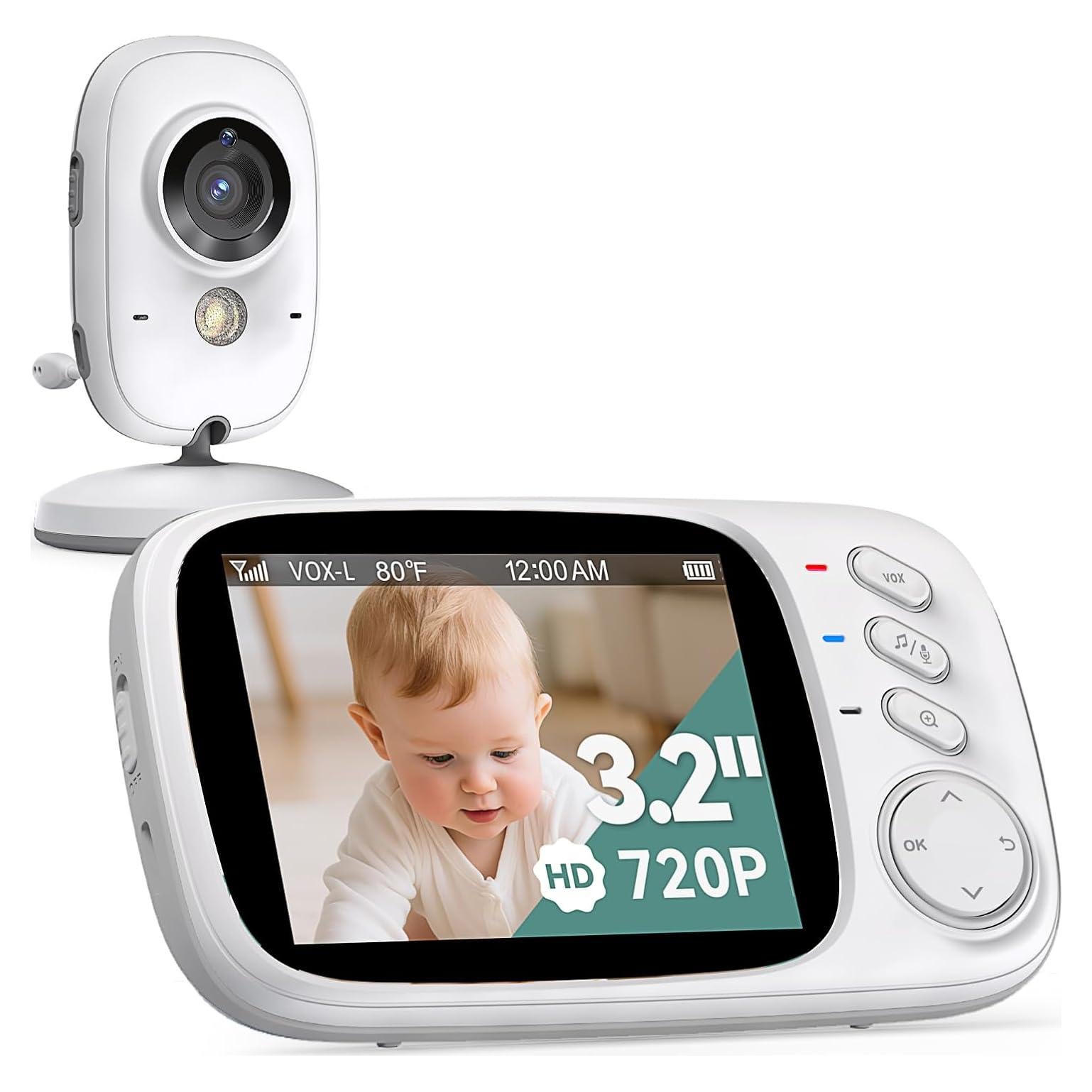 Monitor de Bebé Kokit KK32 3.2" HD Sin WiFi con Audio y Visión Nocturna