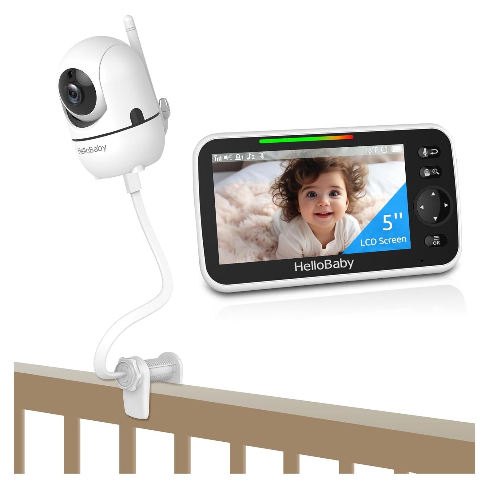 Monitor de Bebé HelloBaby HB6550 con Clip para Cuna 5"