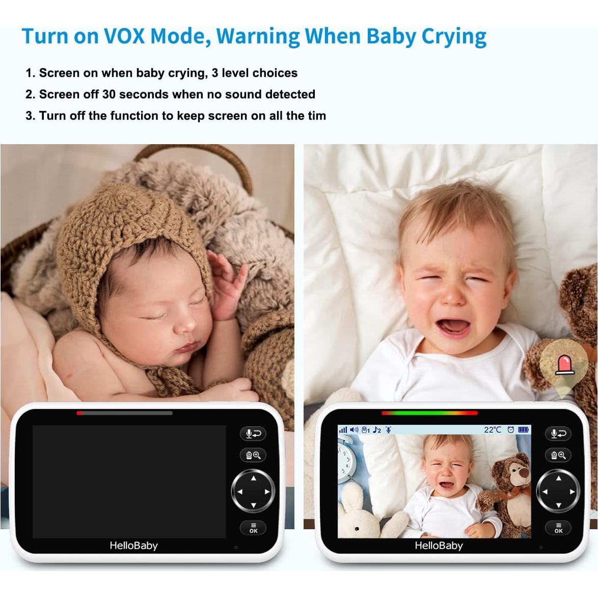 Monitor de Bebé HelloBaby HB6550 con Clip para Cuna 5"