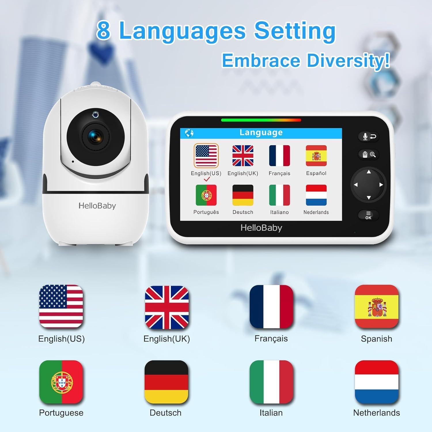 Monitor de Bebé HelloBaby HB6550 con Clip para Cuna 5"