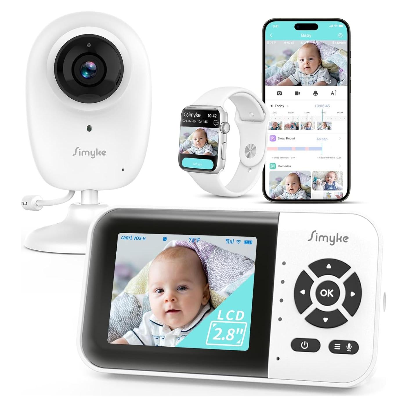 Monitor de Bebé Inteligente Simyke AI 1080p con App y Detección de Llanto