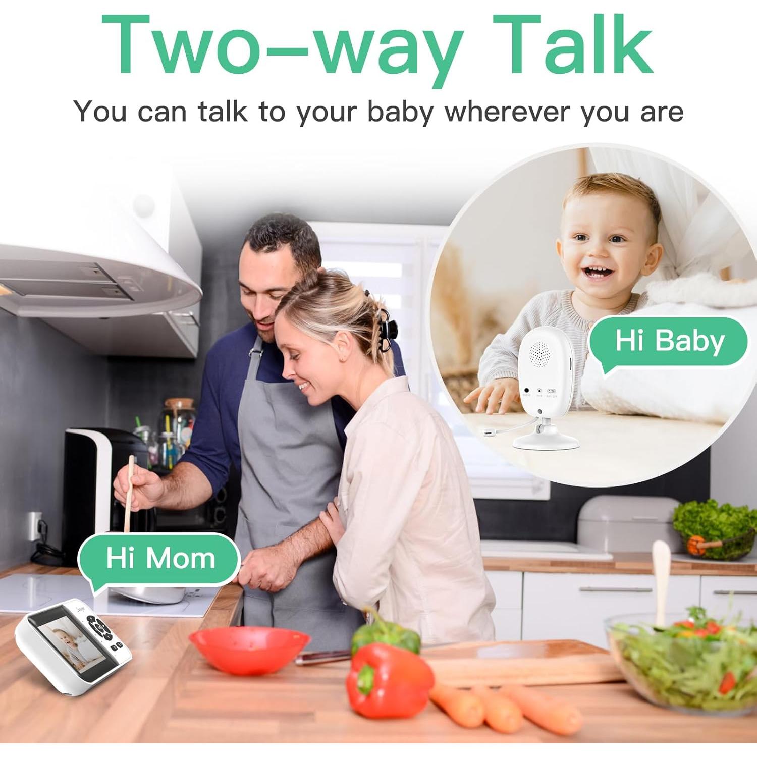 Monitor de Bebé Inteligente Simyke AI 1080p con App y Detección de Llanto