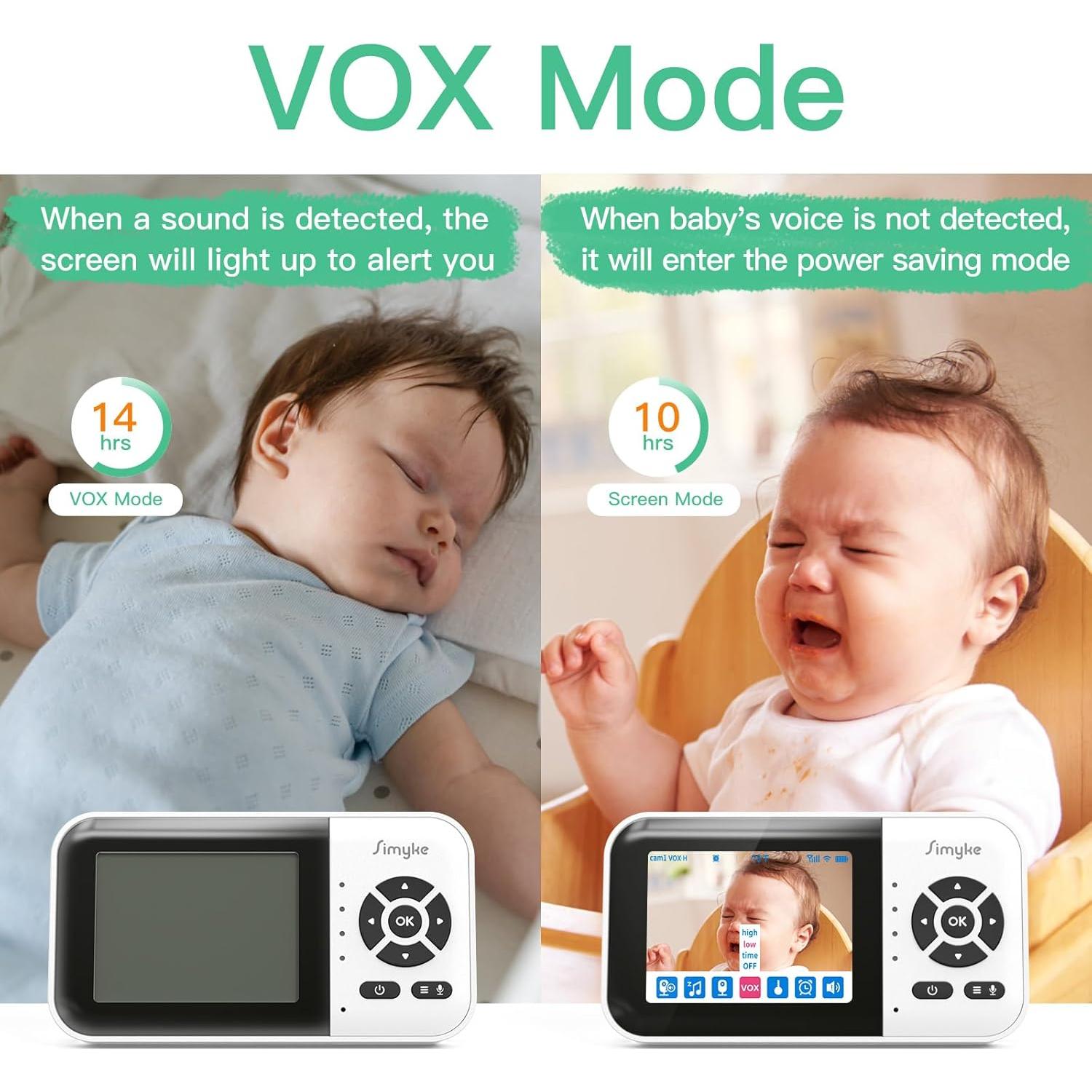 Monitor de Bebé Inteligente Simyke AI 1080p con App y Detección de Llanto