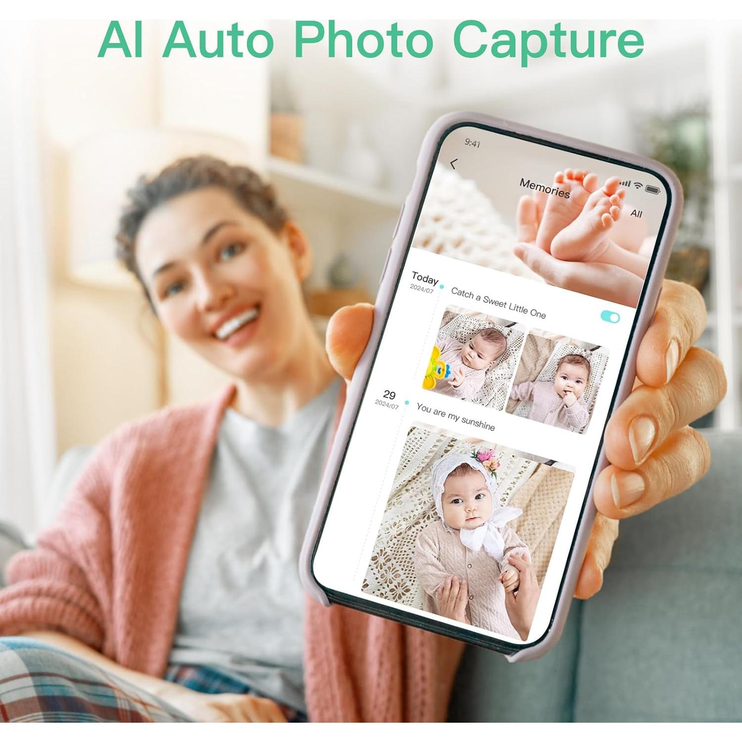 Monitor de Bebé Inteligente Simyke AI 1080p con App y Detección de Llanto