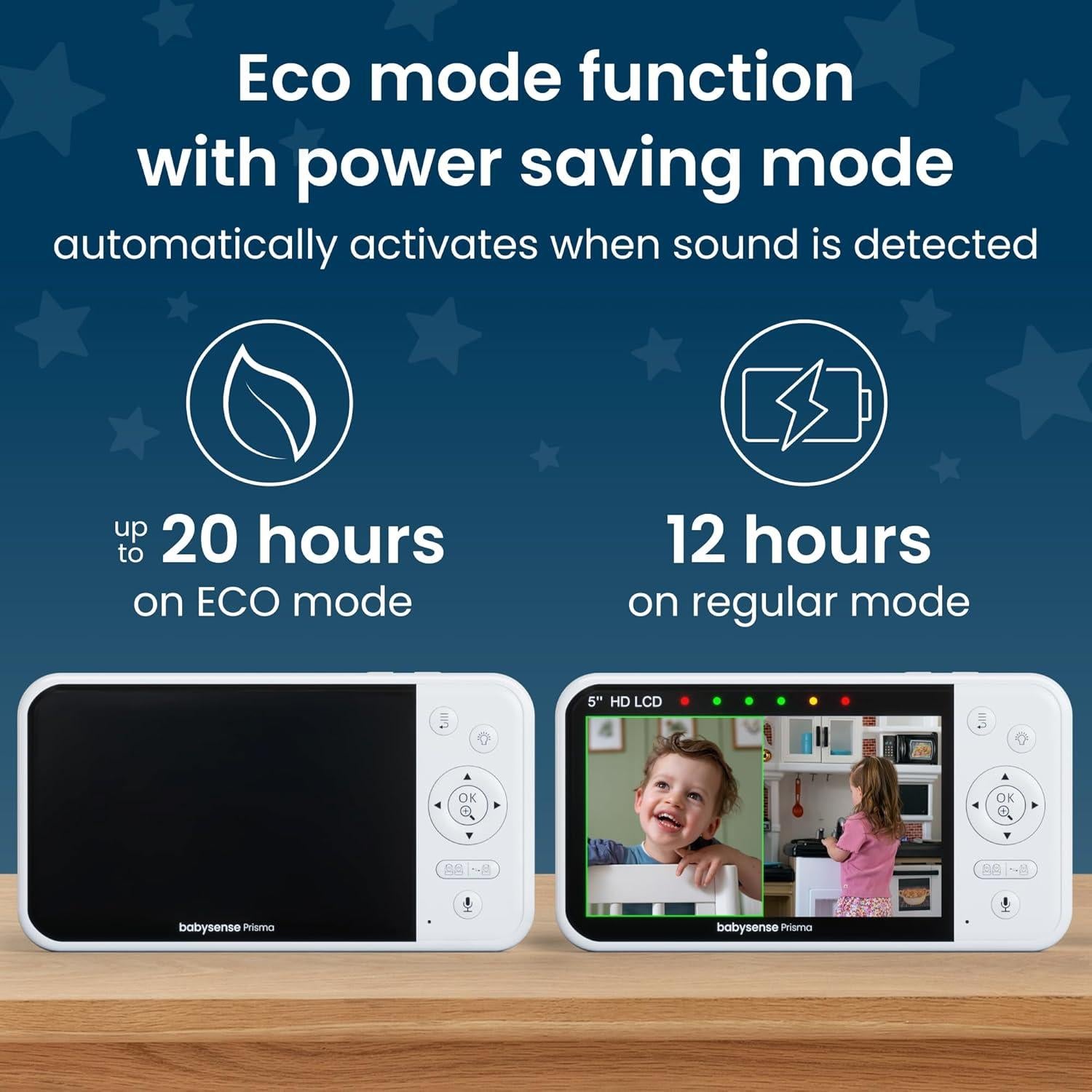 Monitor de Bebé Babysense Prisma 5" HD con Luz Nocturna