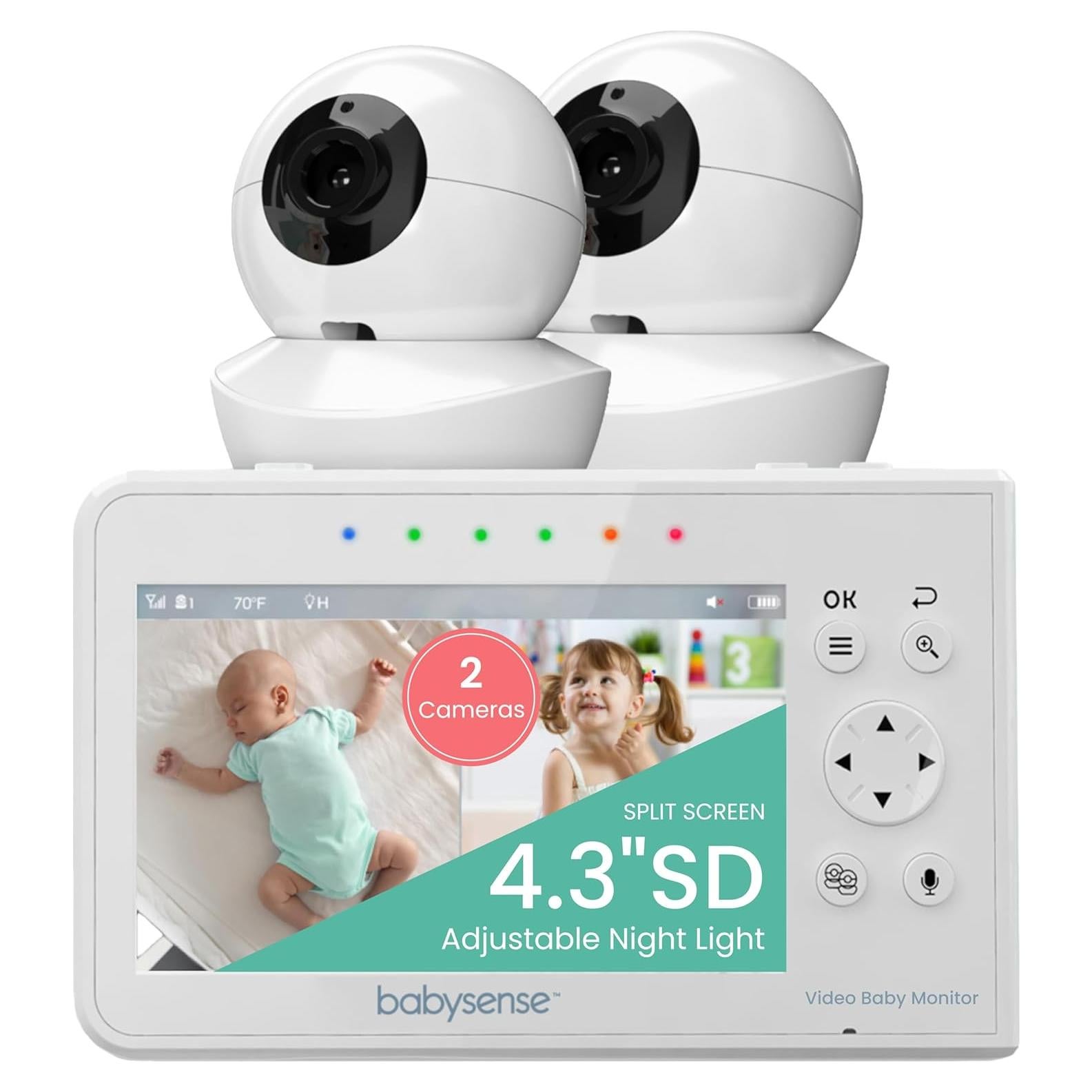 Monitor de Bebé Babysense 2 Cámaras 4.3" Pantalla Doble