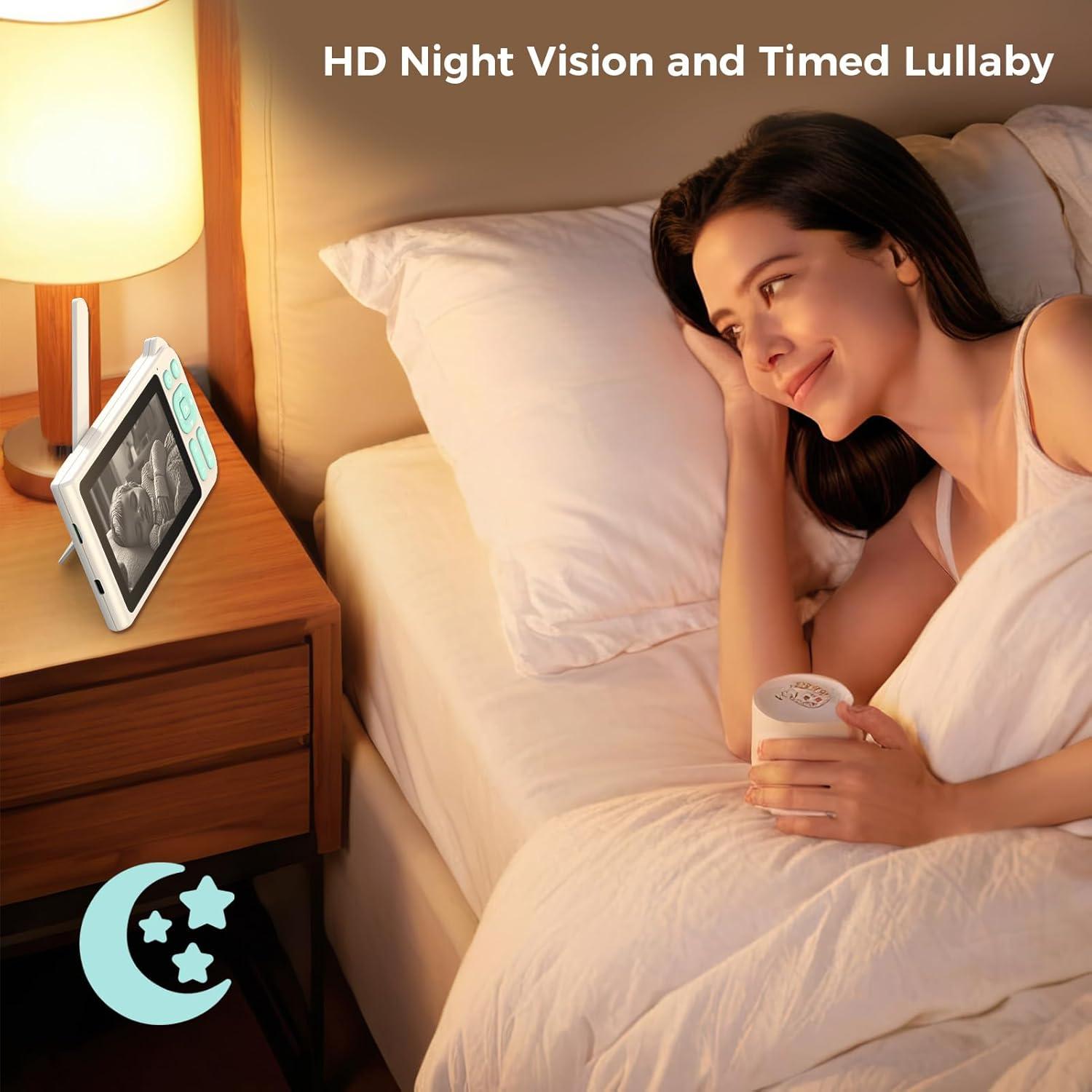 Monitor de Bebé Cyanpink B3 1080p HD 5" con AI y Batería 5000mAh