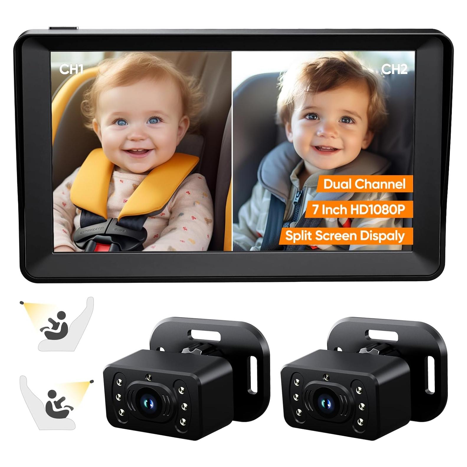 Cámara para Bebés Kidsneed KN70V2 - Doble Cámara 1080p, Pantalla 7"