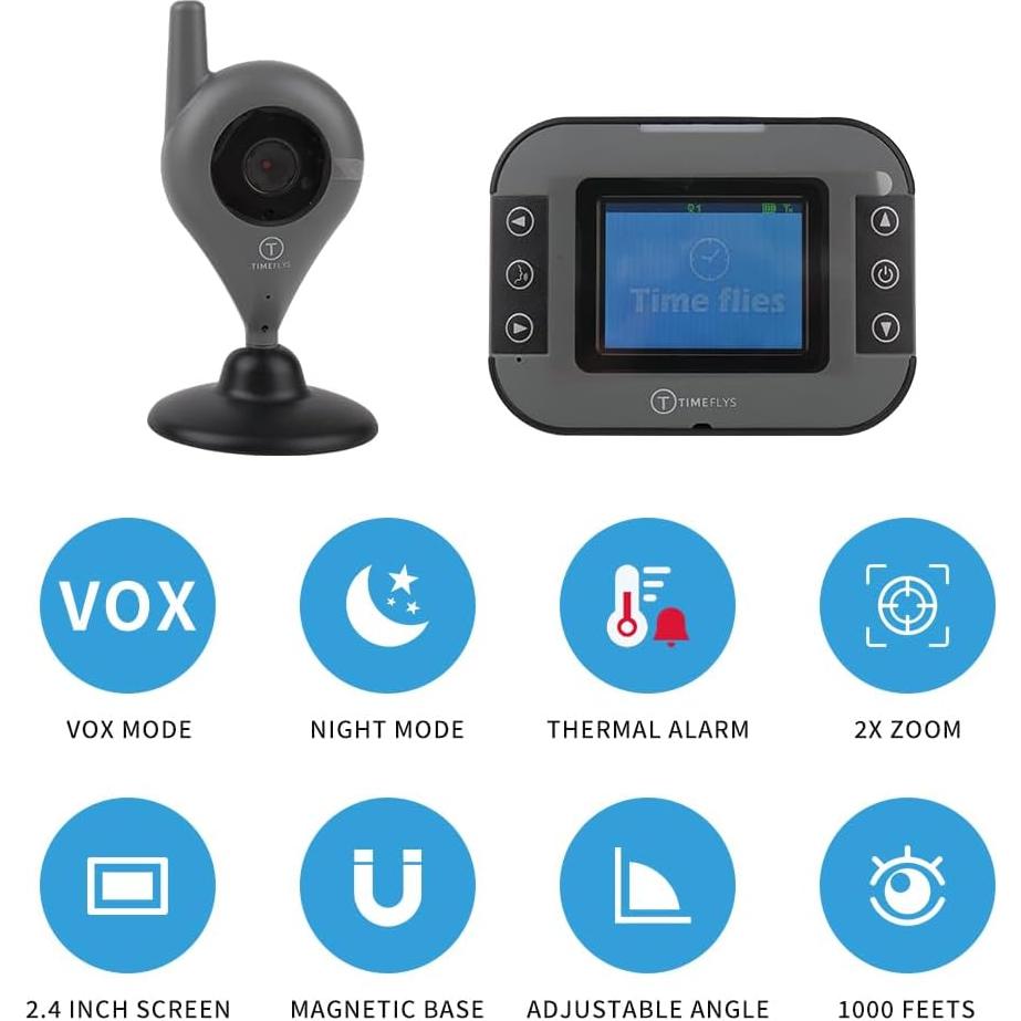 Monitor de Bebé TimeFlys C240v con Cámara y Audio 2.4"