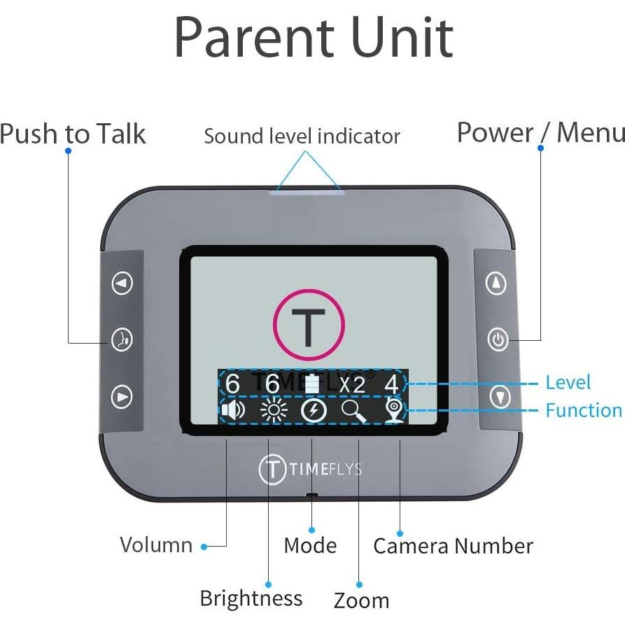 Monitor de Bebé TimeFlys C240v con Cámara y Audio 2.4"