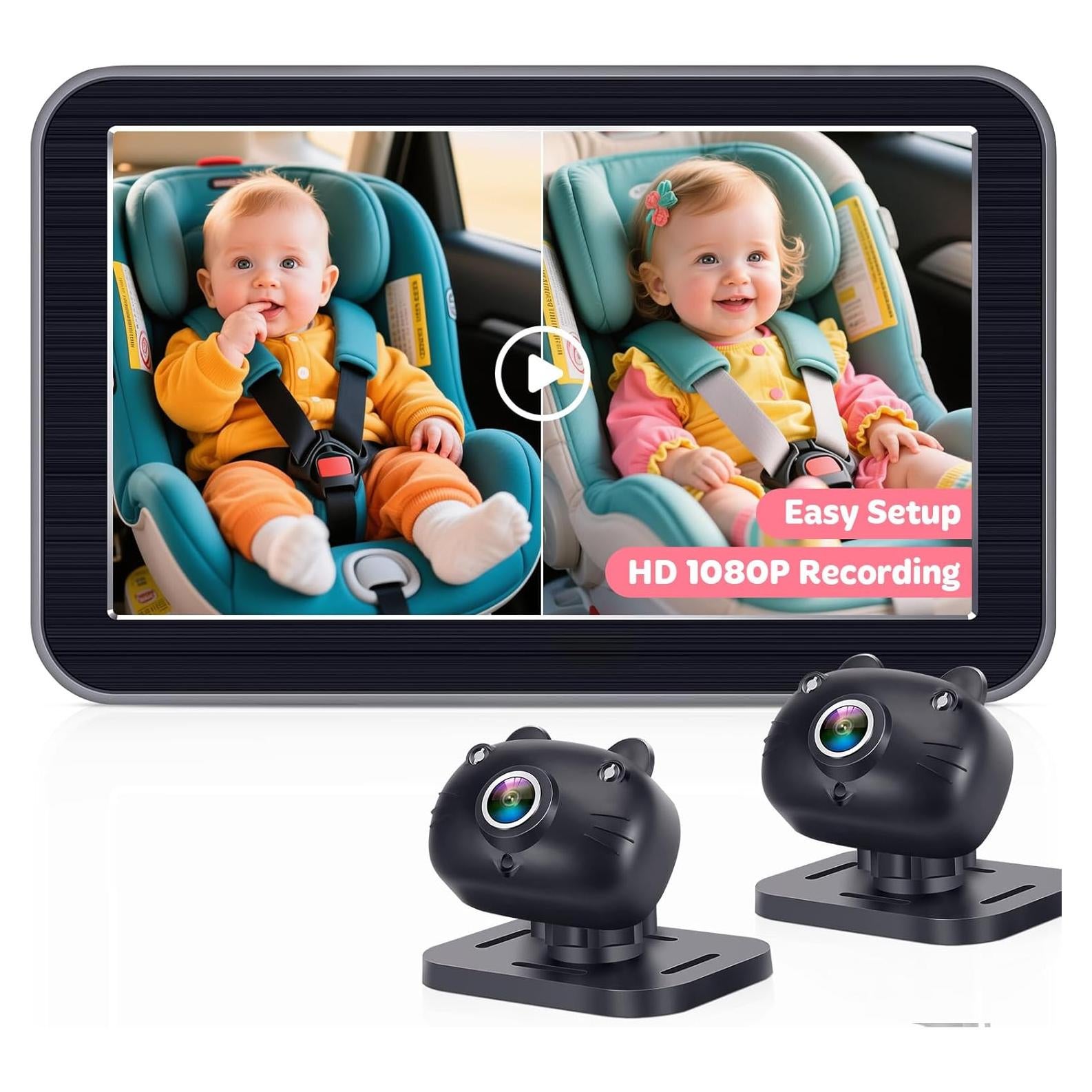 Cámara de Auto para Bebés 2-Kids HD 1080P Duales 7"