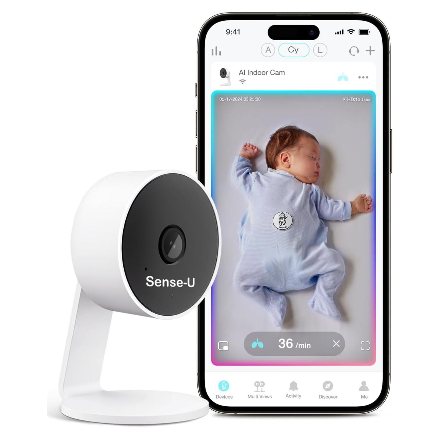 Cámara de Monitoreo para Bebés Sense-U AI HD 1080p