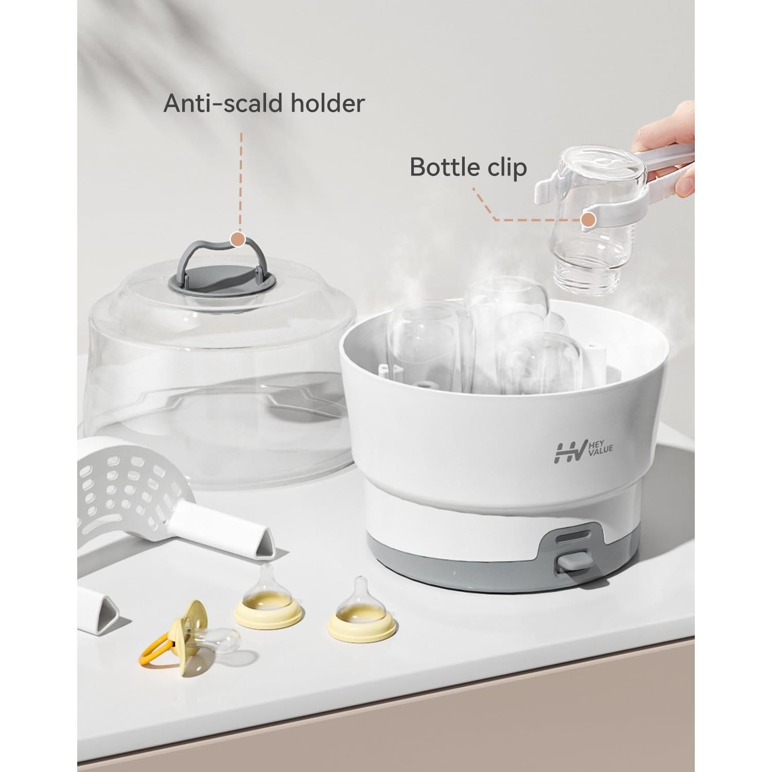 Esterilizador de Biberones HEYVALUE Blanco, 99.9% Germicida