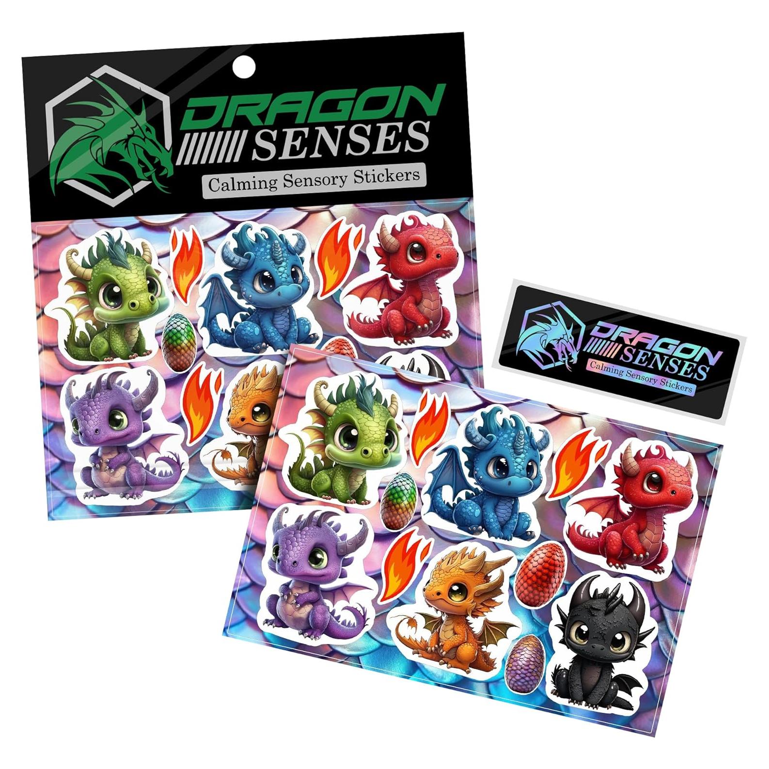 Dragon Grips Baby Dragon Calm Strips for Anxiety Sensory Stickers, 6 Pcs Cute Baby Dragon Sensory Strips Textured Stickers with Enhance Sensory Soothing & Calming Effect, Made in The USA, 2 Pk
