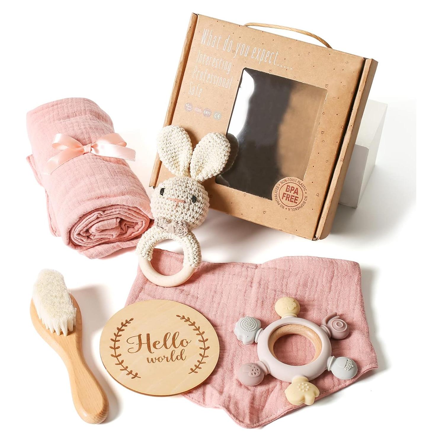 YOUUYS Conjunto de Regalo para Bebé - 6 Piezas Rosa