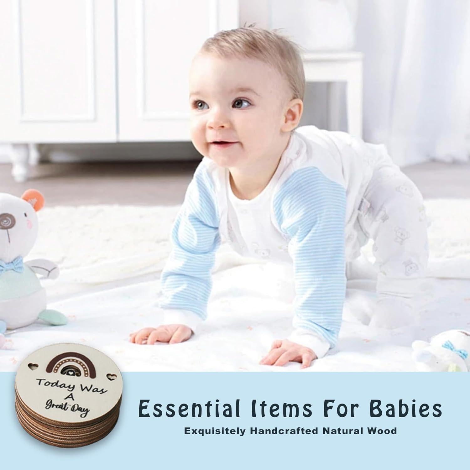 Tarjetas de Hitos NICU de Madera Natural - 14 Unidades