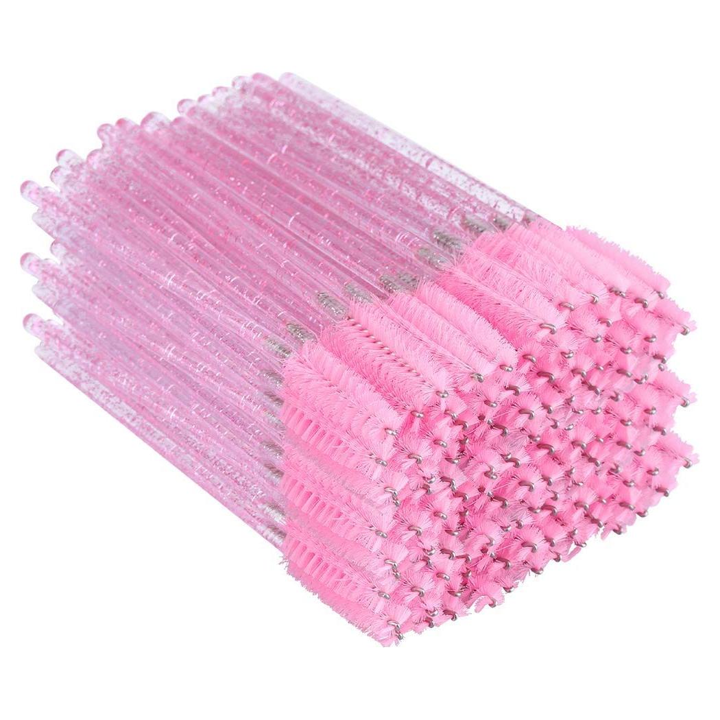 G2PLUS 300pcs Cepillos de Pestañas Desechables Rosas 10cm