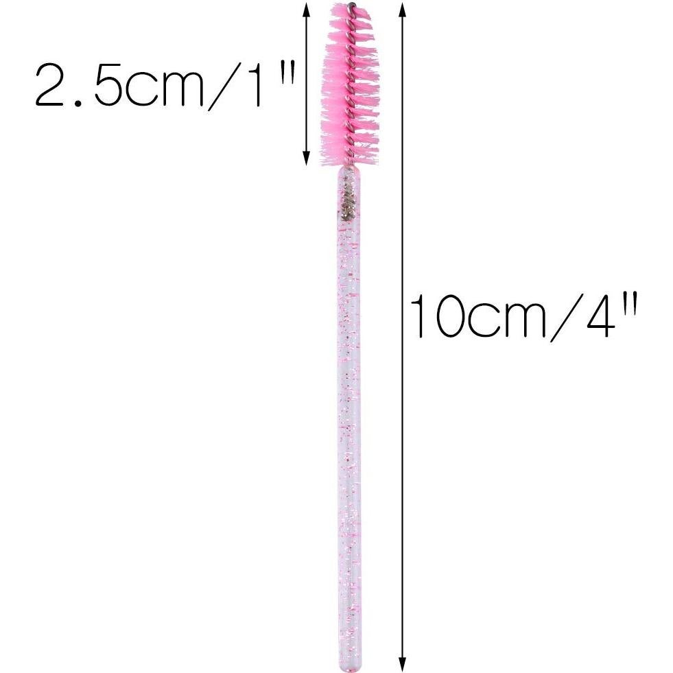 G2PLUS 300pcs Cepillos de Pestañas Desechables Rosas 10cm