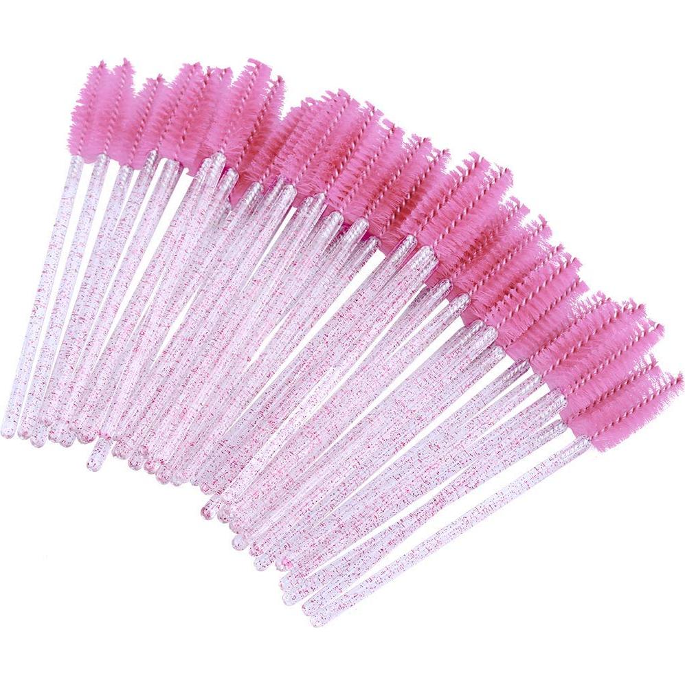 G2PLUS 300pcs Cepillos de Pestañas Desechables Rosas 10cm
