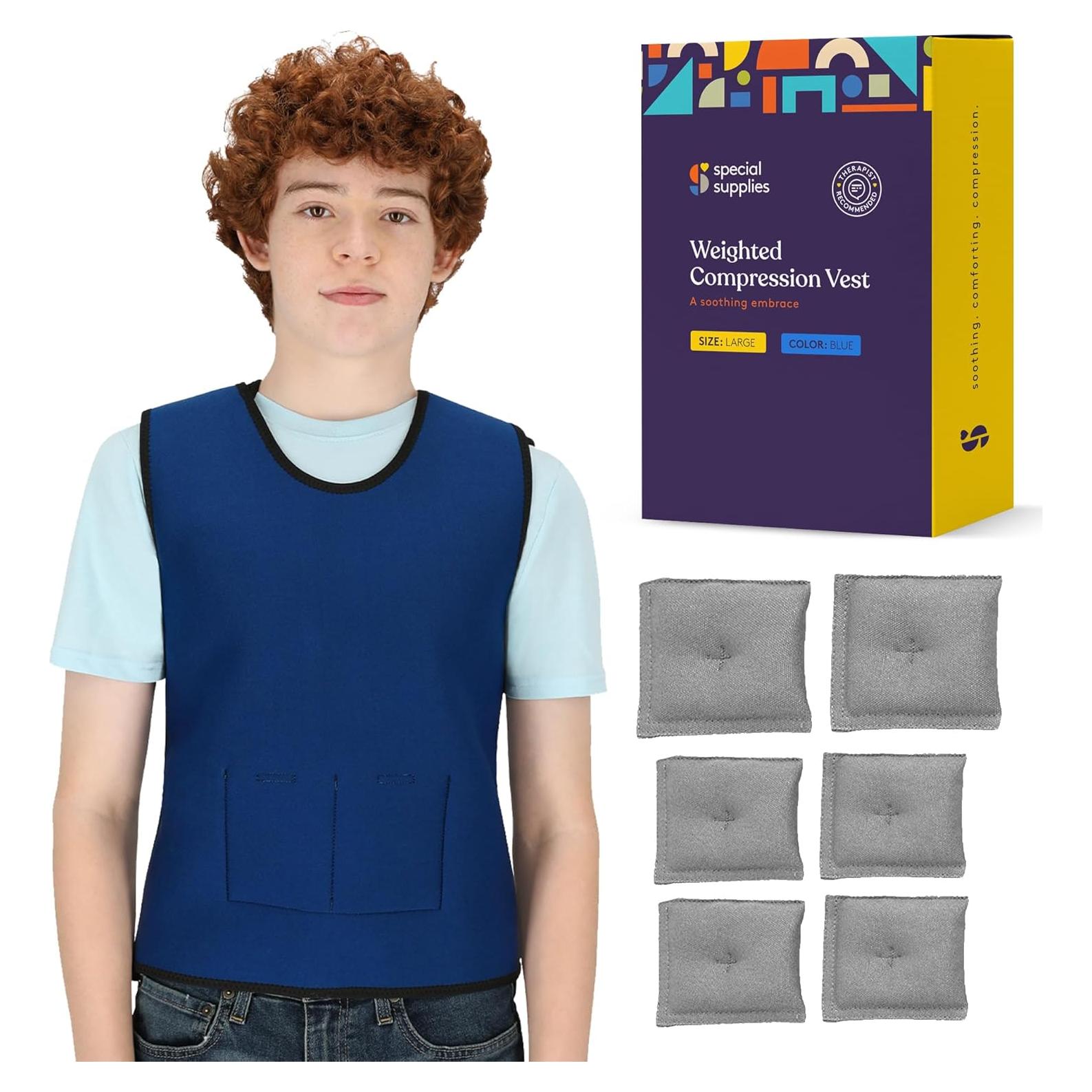 Chaleco de Compresión Sensorial con Peso Special Supplies Mediano Azul