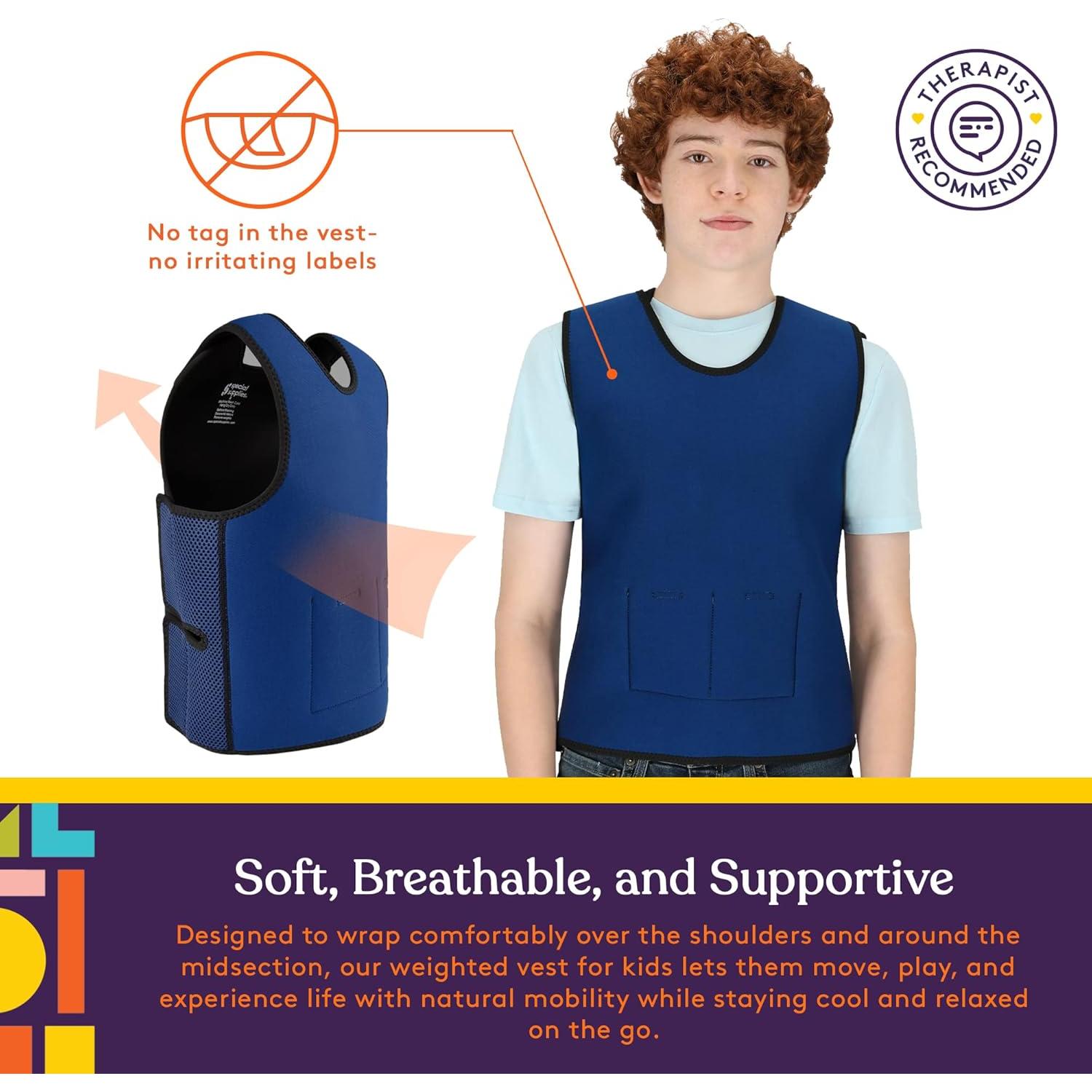 Chaleco de Compresión Sensorial con Peso Special Supplies Mediano Azul