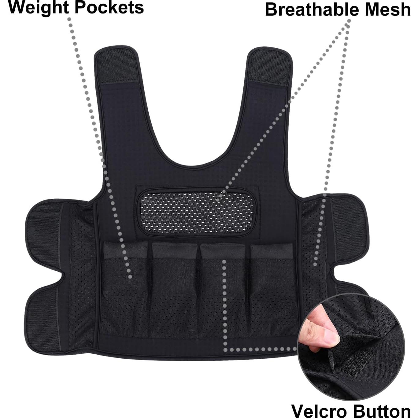 Chaleco de peso ajustable YAFANG para niños 10+ negro 1.36 kg