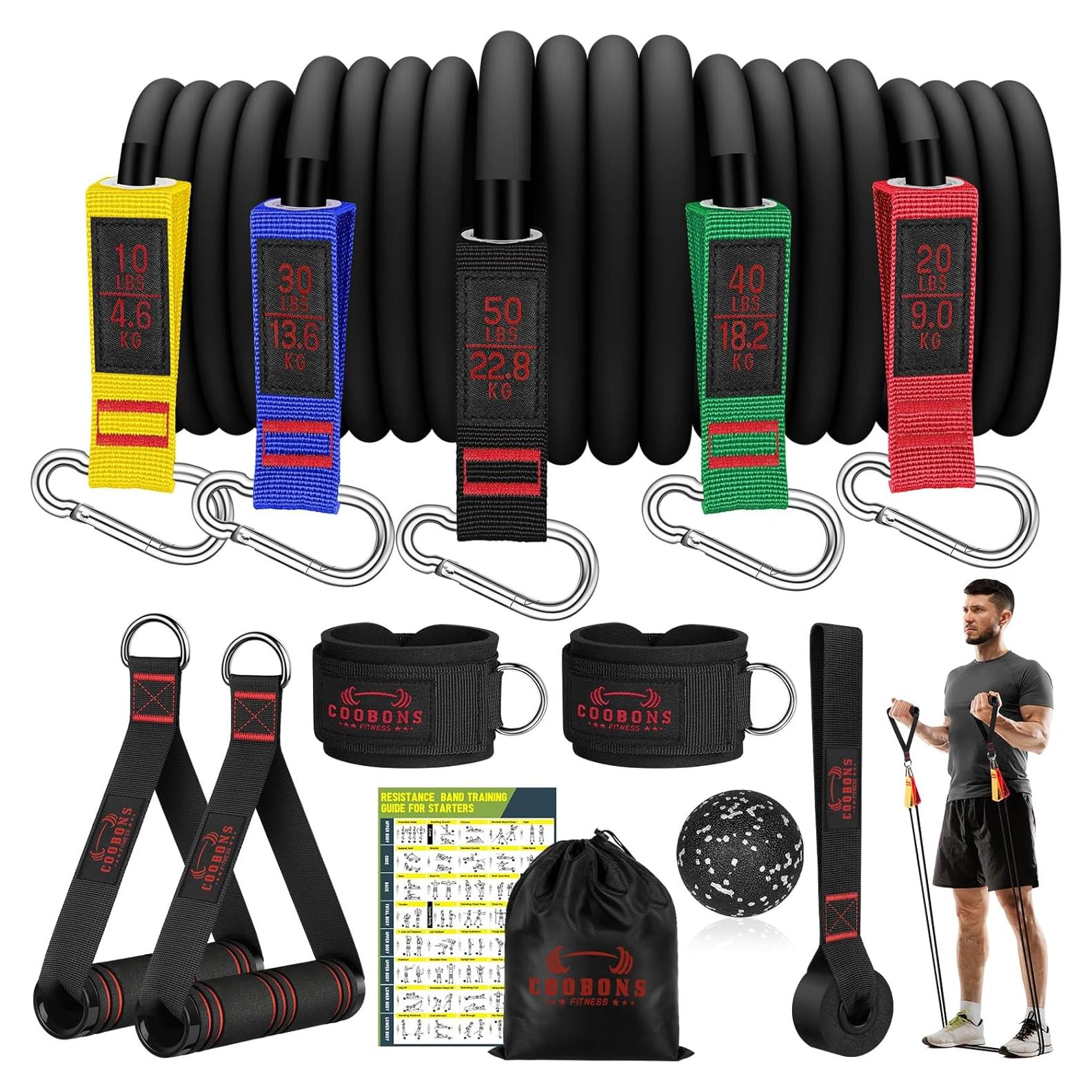 Bandas de Resistencia COOBONS 150LBS con Mangos - Set de 5